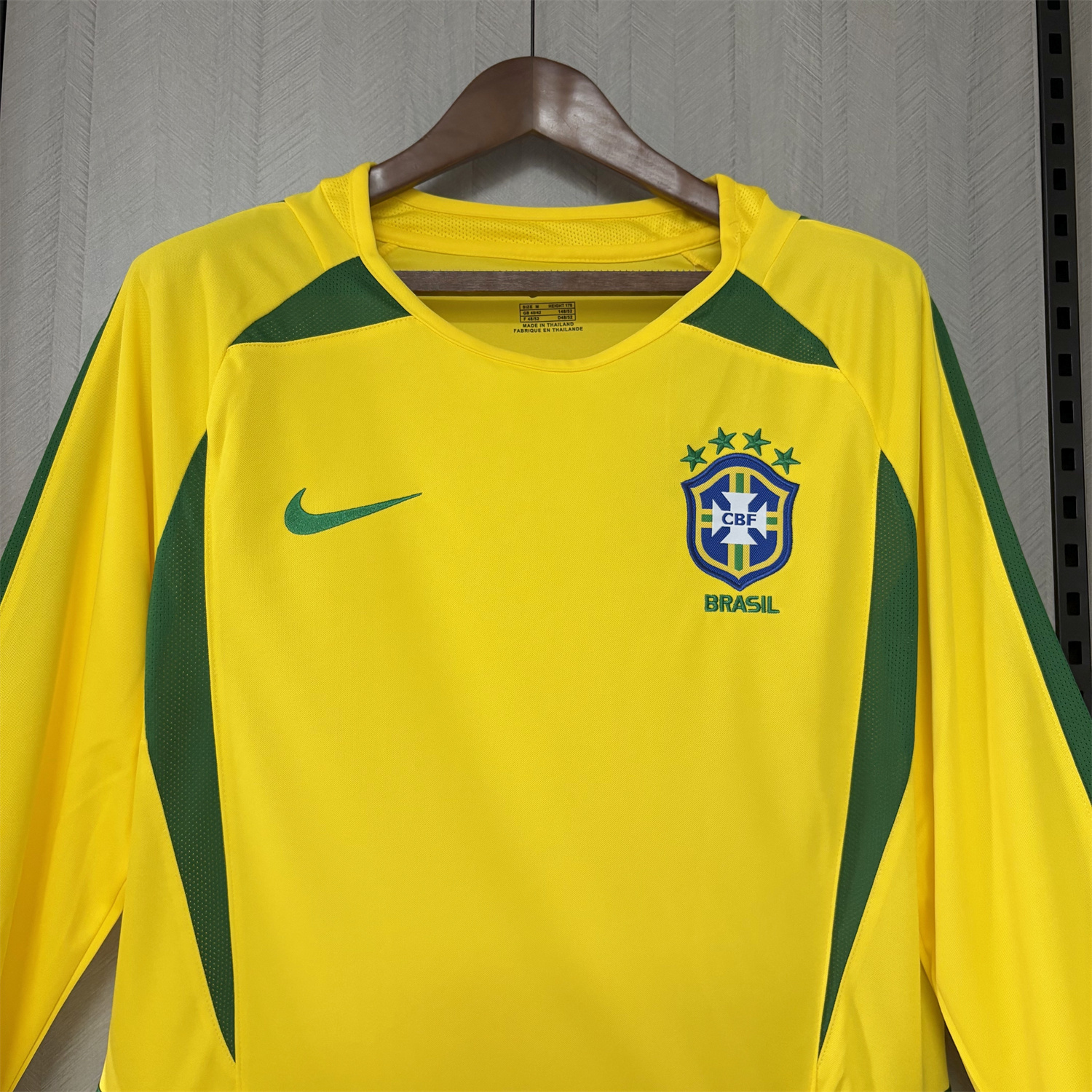 AlphaJersey-Retro Brazil 2002 Home Long Sleeves Jersey