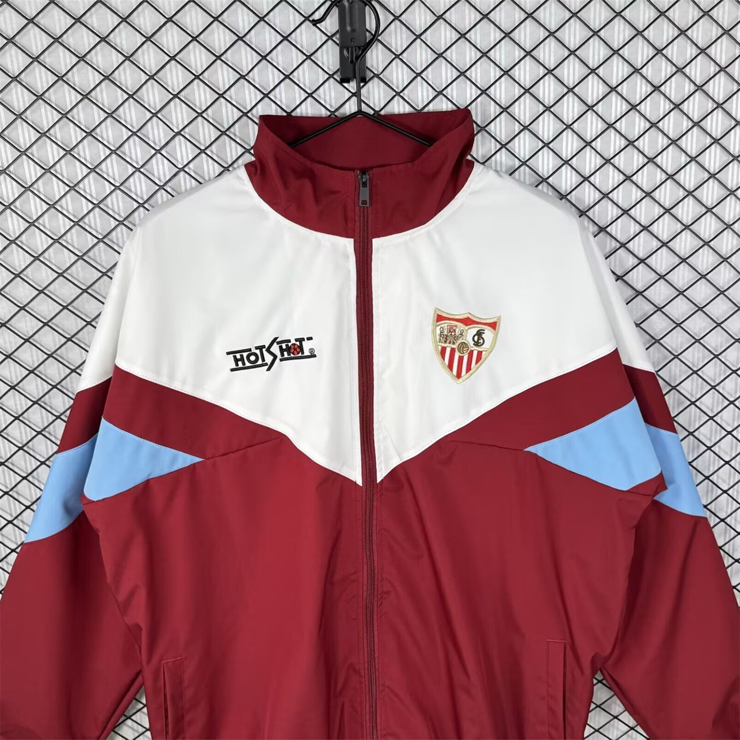 AlphaJersey-Retro Sevilla 1993-94 Home Windbreaker Jacket - White And Red
