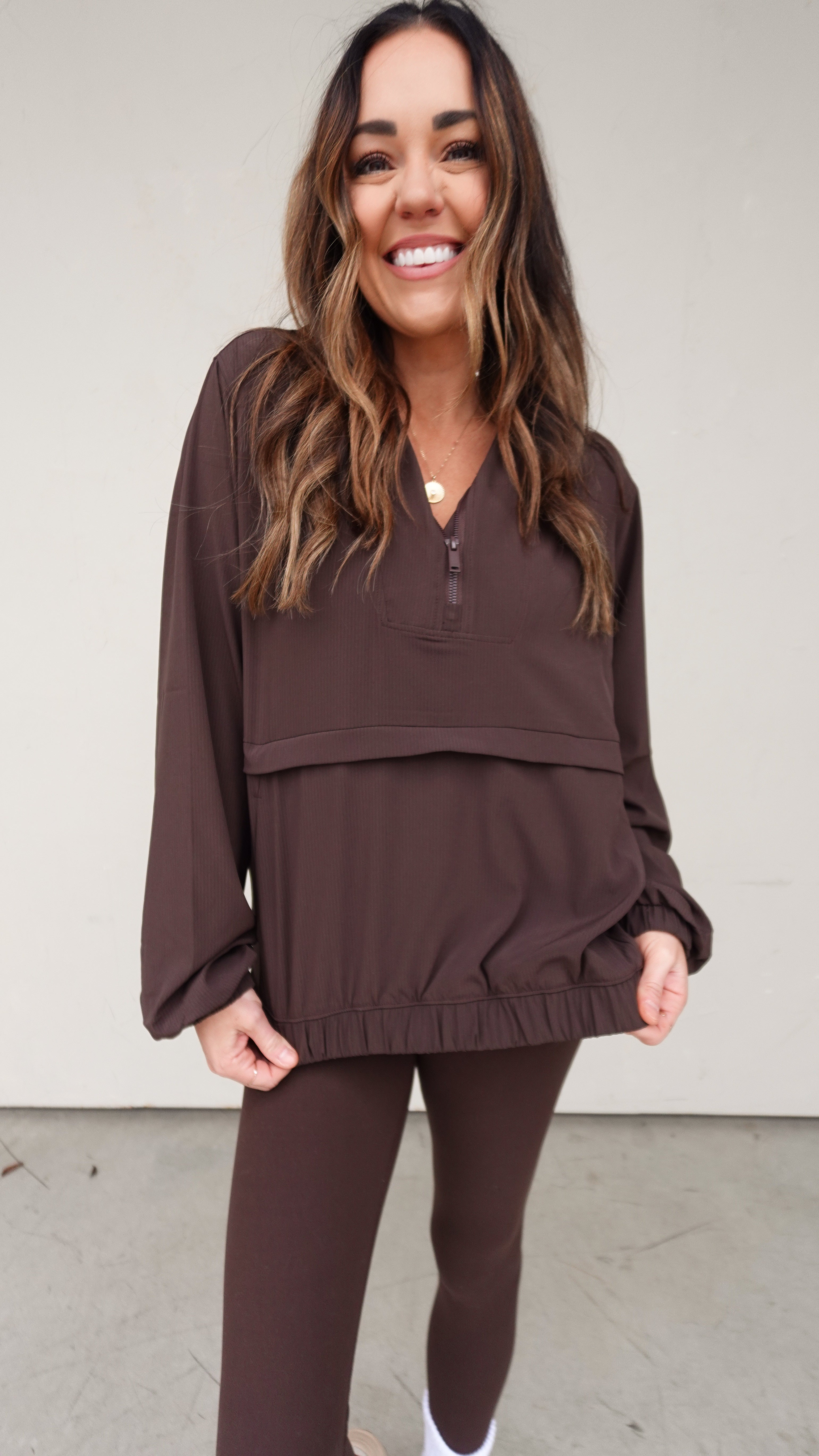 Quarter Zip Pullover - Espresso | Elegant Women's Fashion by coolavocek