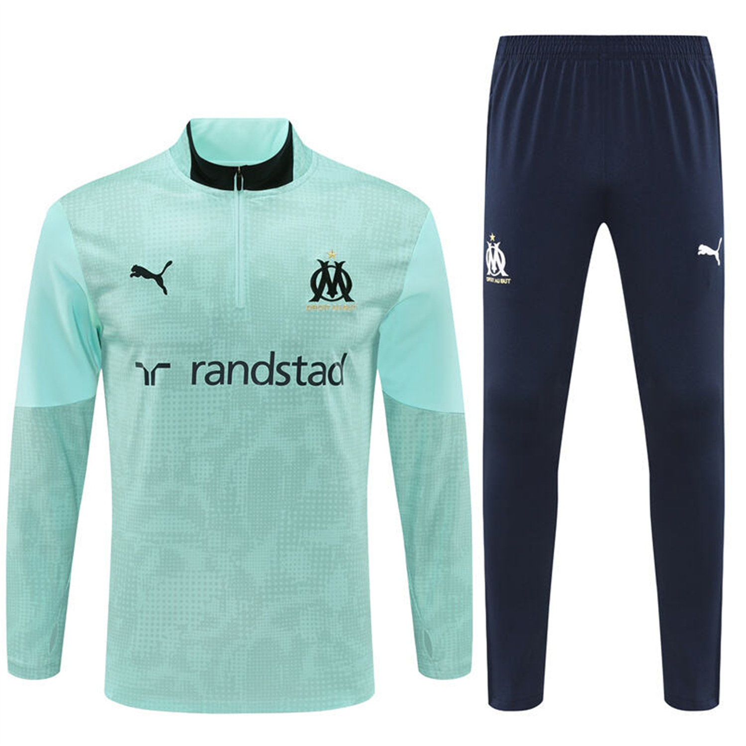 AlphaJersey-Marseille 25-26 Long Sleeve Training Set - Nattierblue Top & Deep Blue Pants