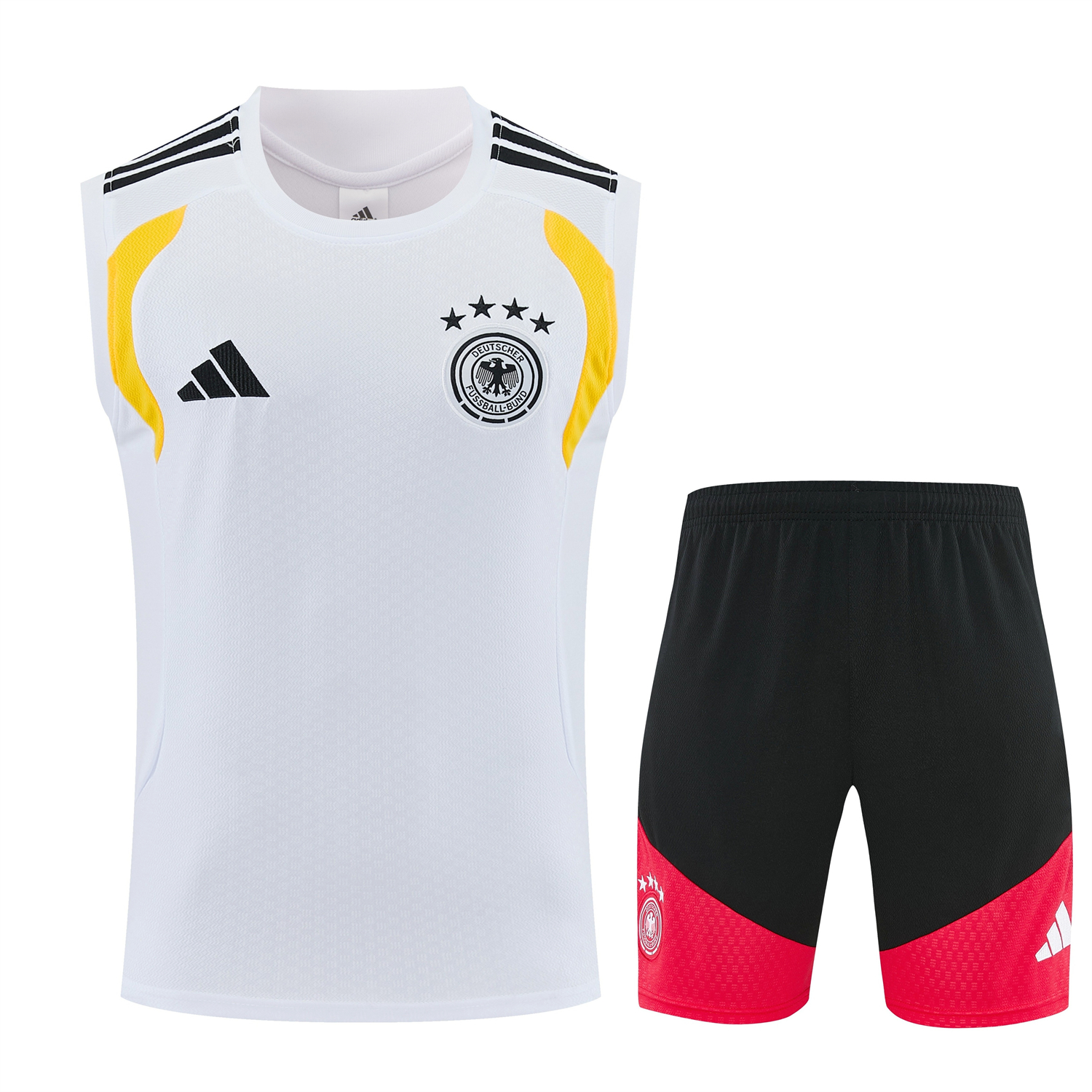 AlphaJersey-Germany 2026 Vest Training Set - White Vest and Black Shorts