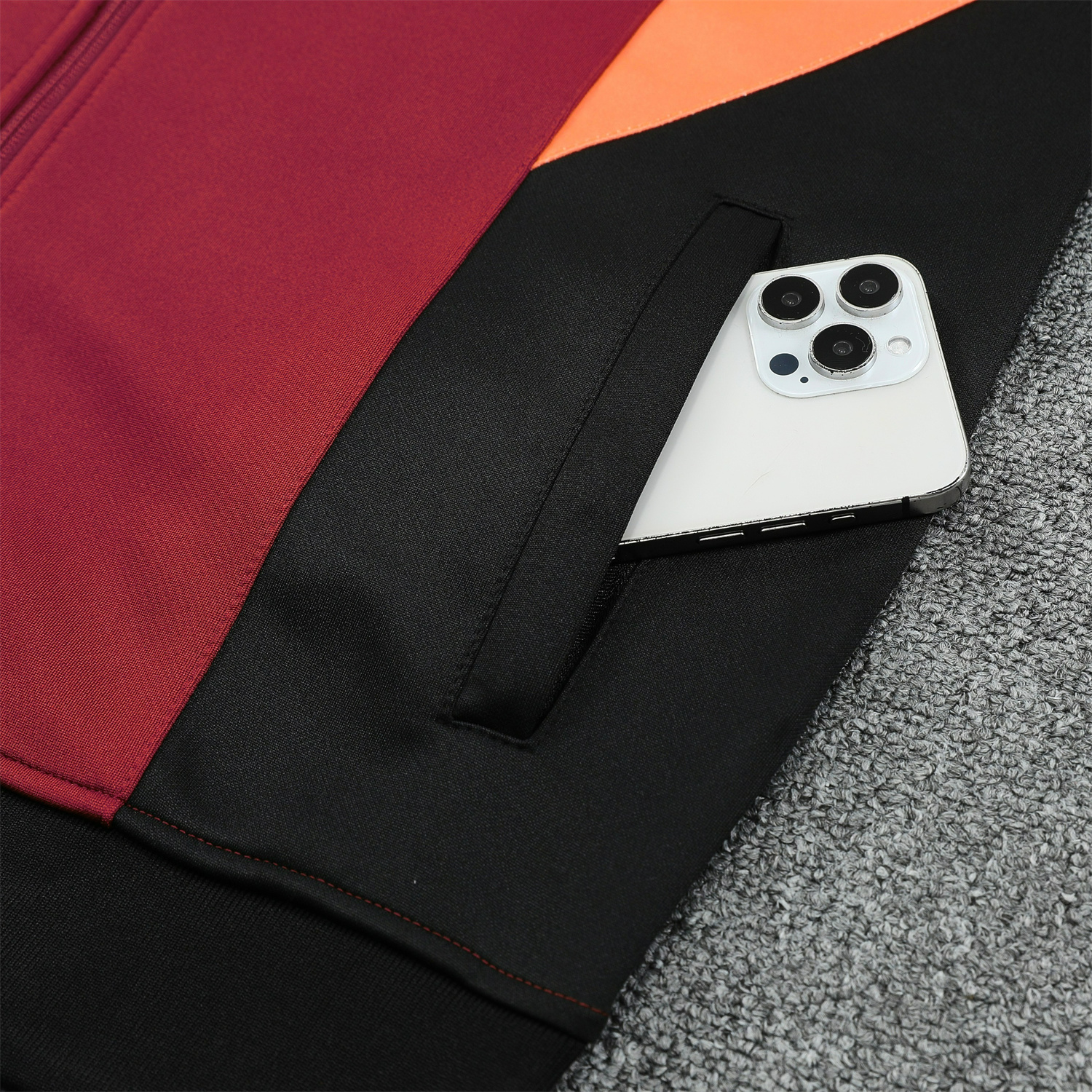 AlphaJersey-River Plate 25-26 Terrace Jacket Training Tracksuit - Deep Red Jackets & Black Pants