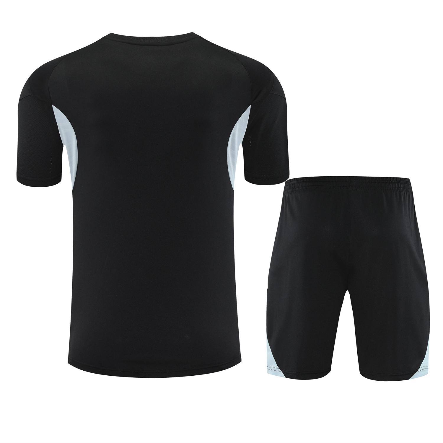 AlphaJersey-INT M.A.M 25-26 Short-Sleeve Training Set - Light Grey Stripes Black Top & Black Shorts