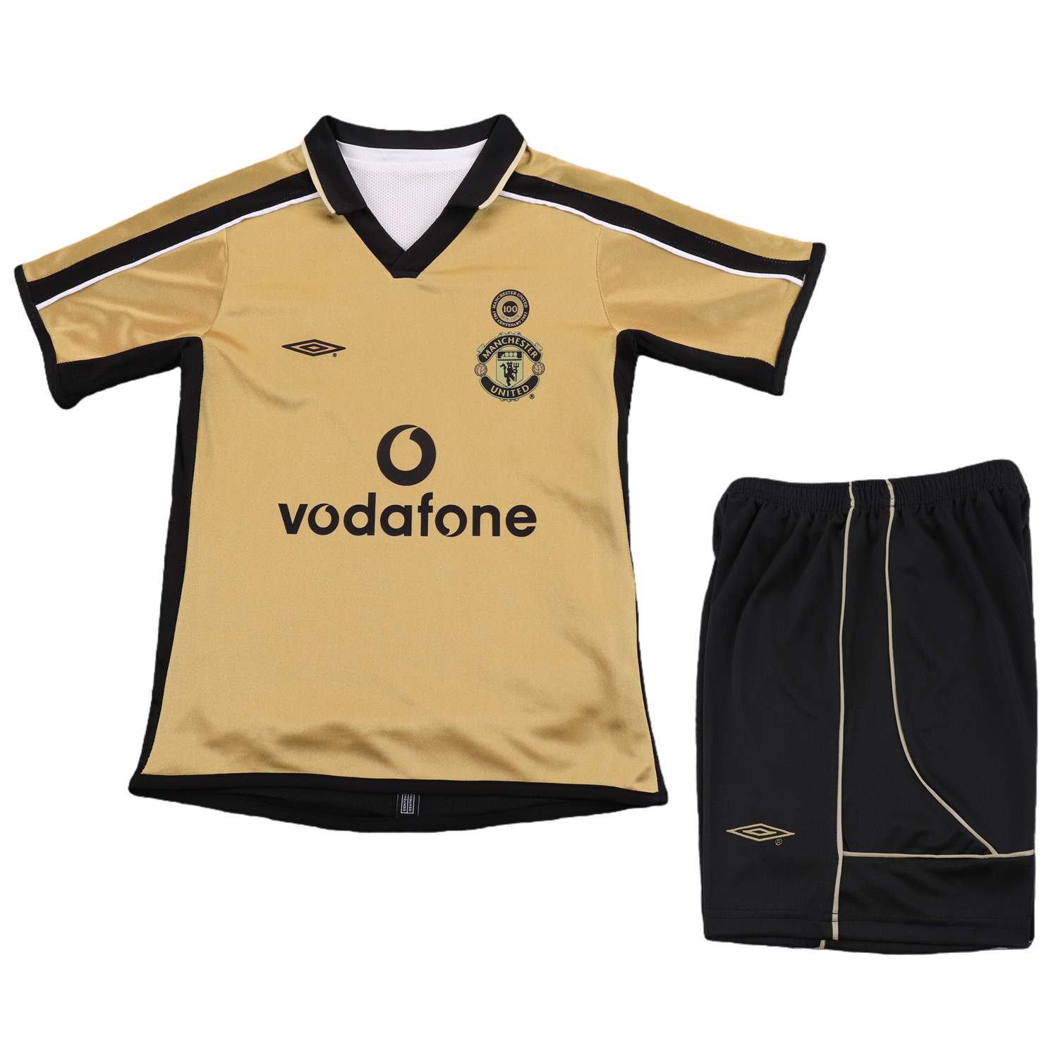 AlphaJersey-Retro Manchester United 2001-02 100th Centery Kids Kit - Yellow