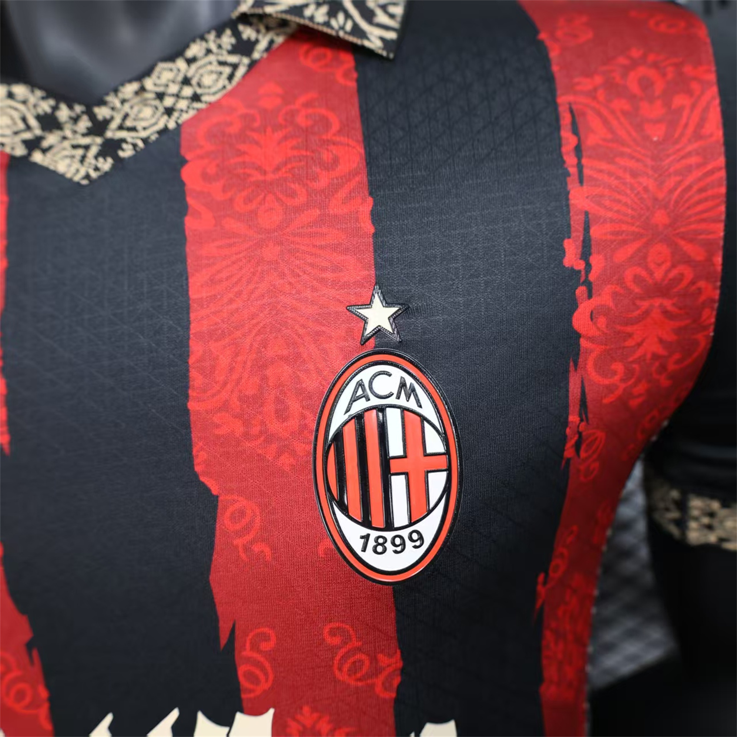 AlphaJersey-AC Milan 25-26 Team Name Advertisement Red & Black POLO Special Jersey - Player Version