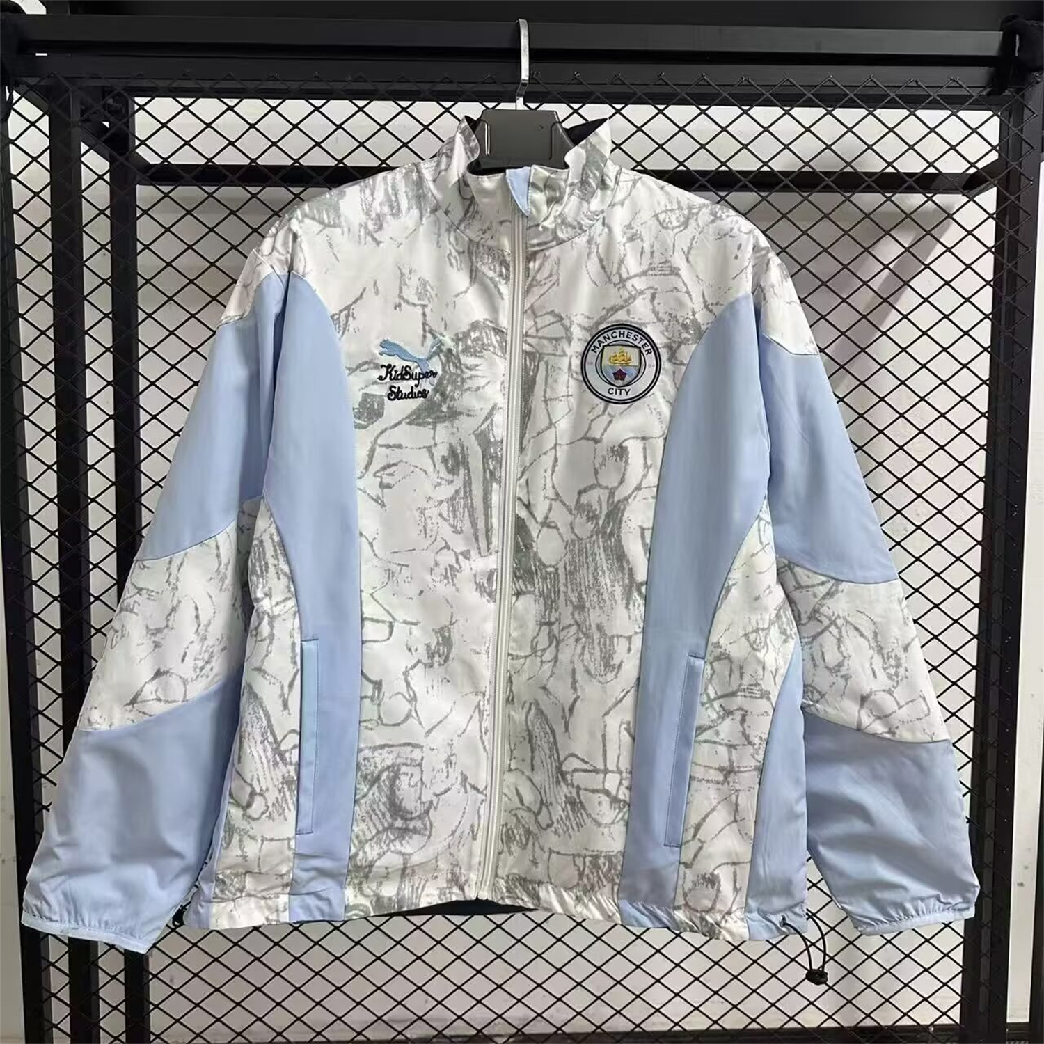 AlphaJersey-Manchester City 25-26 Double Sided Reversible Windbreaker - Deep Blue & White