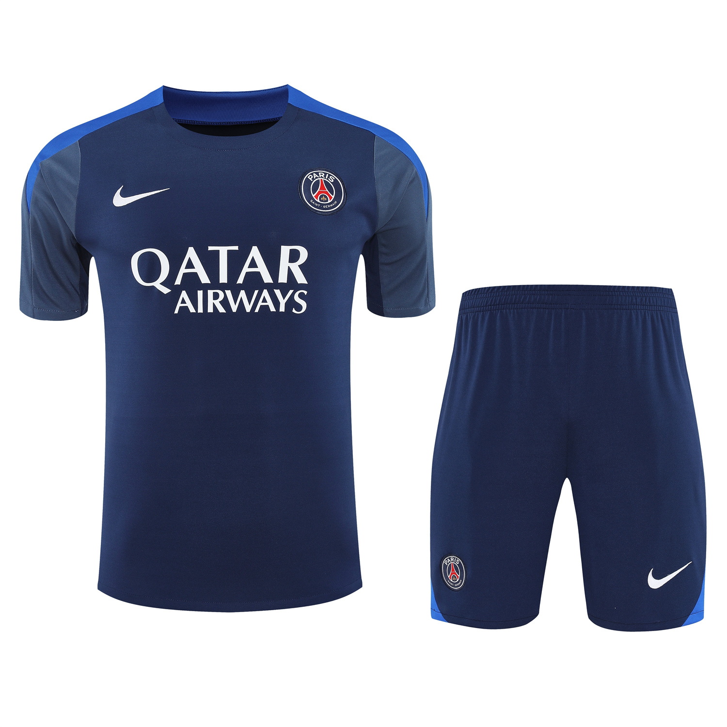 AlphaJersey-Paris Saint-Germain PSG 25-26 Short-Sleeve Training Set - Royal Blue & Royal Blue Shorts