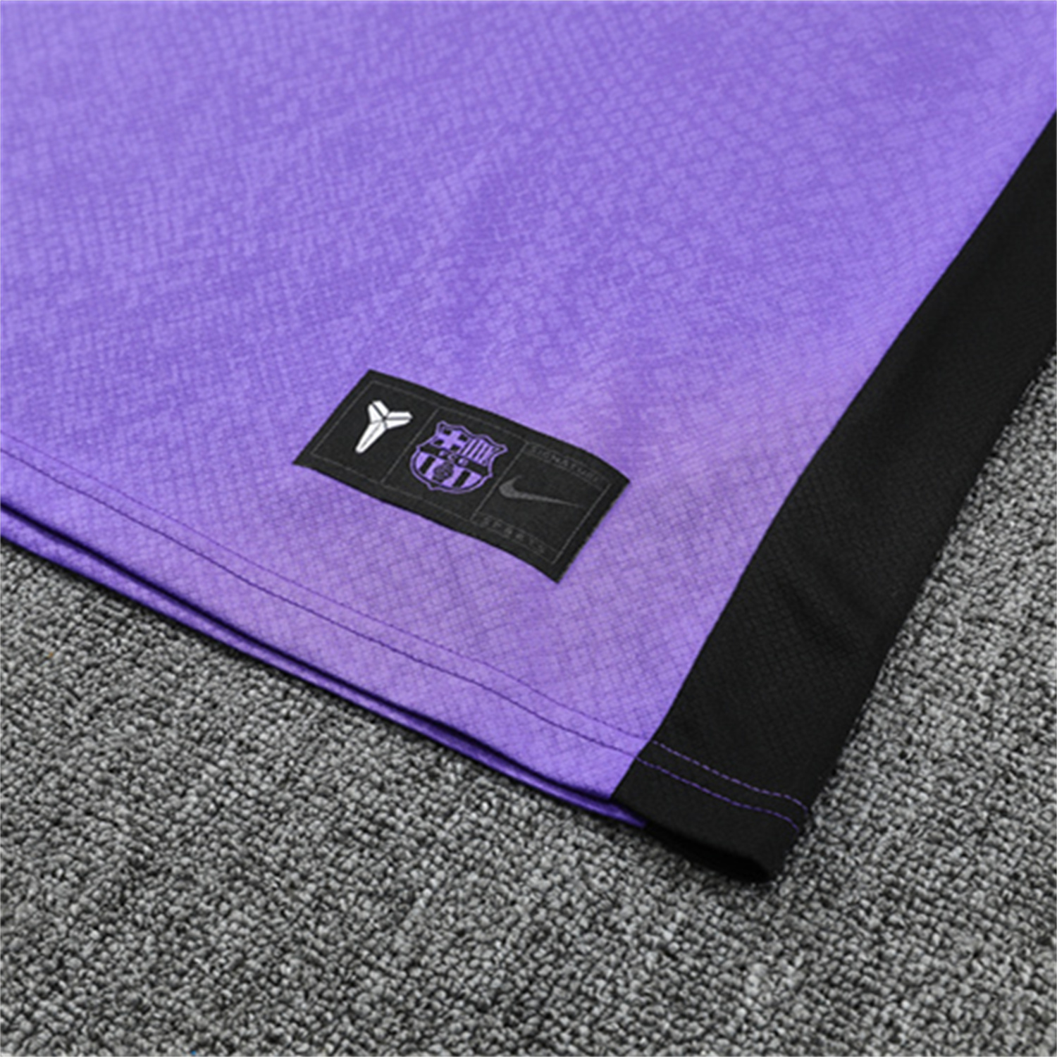 AlphaJersey-Barcelona 25-26 X KB Kids Short-Sleeve Training Set - Purple Top & Black Shorts