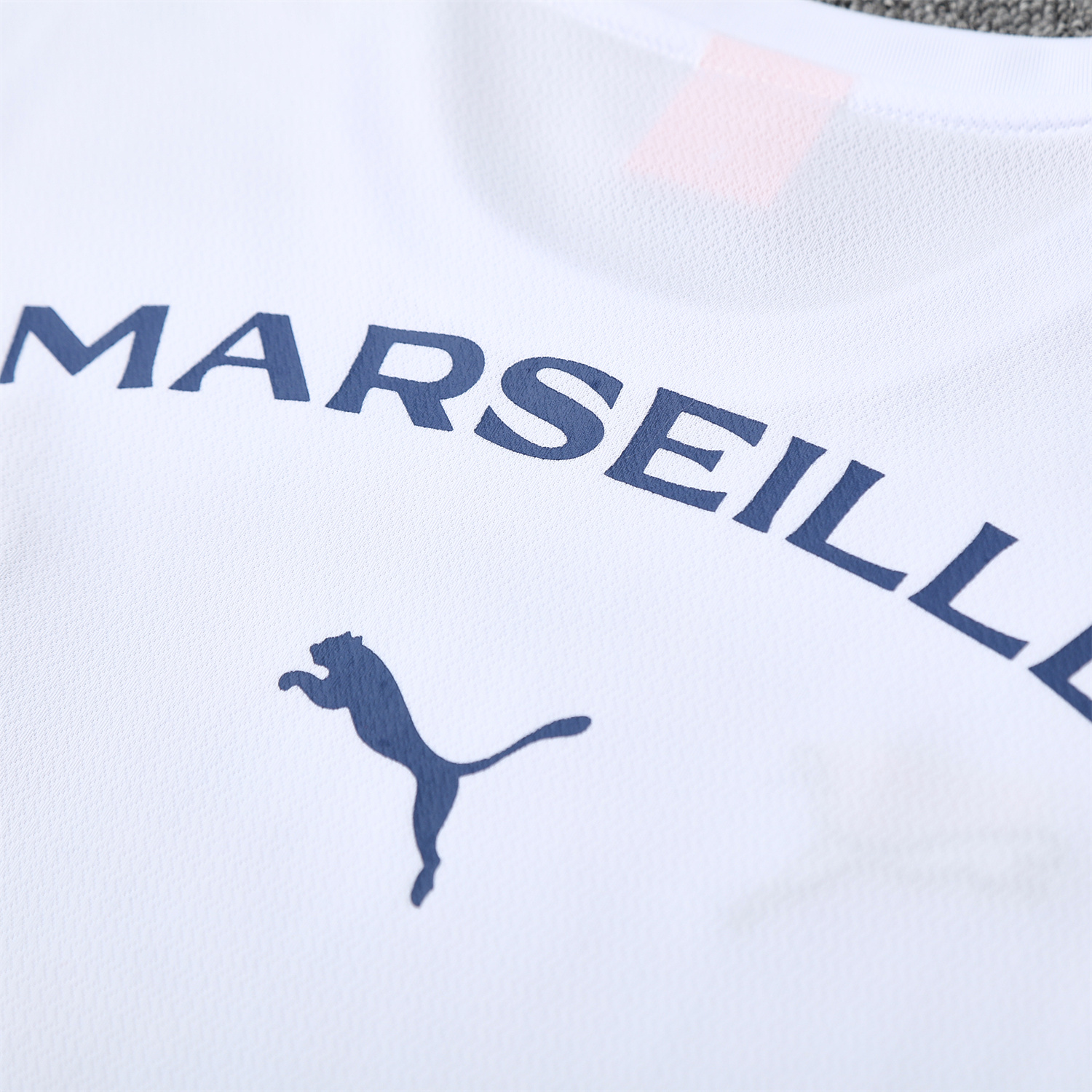 AlphaJersey-Marseille 25-26 Short-Sleeve Training Set - White Top & Blue Shorts