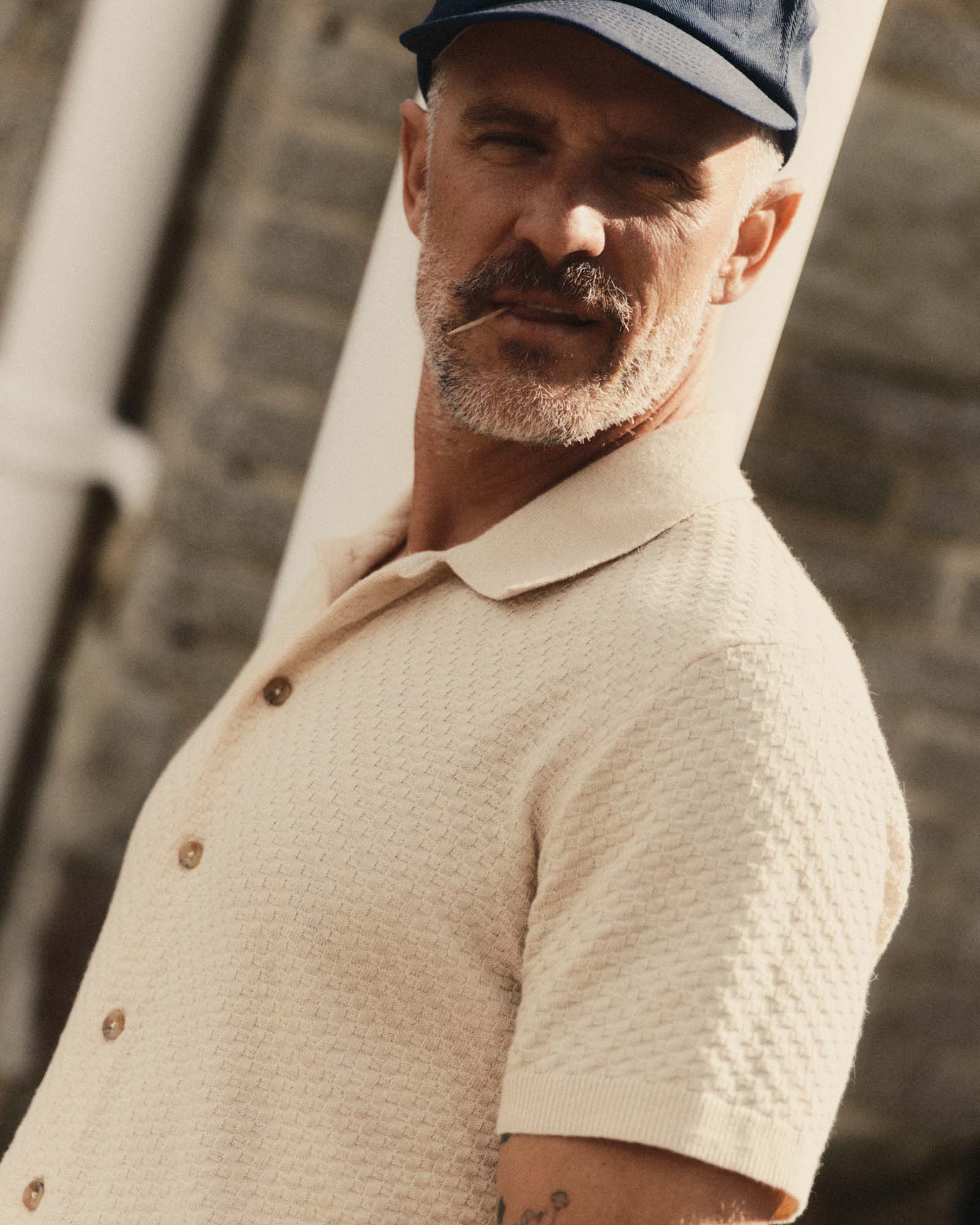 The Arlo Sweater Polo in Oat Texture Knit | Modern Menswear by yycbvcnbmmnbm