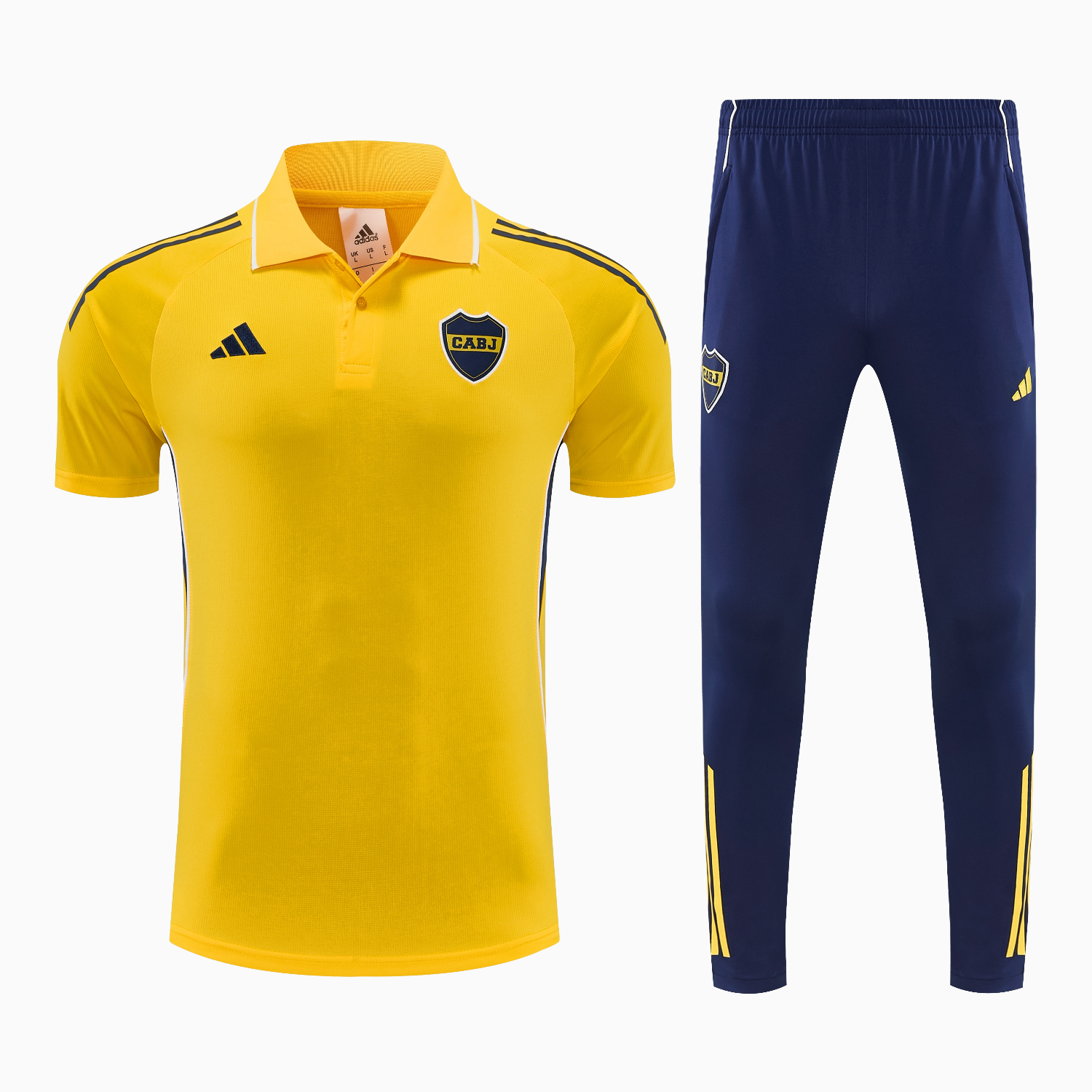 AlphaJersey-Boca Juniors 25-26 POLO Short-Sleeve Training Set - Yellow Top and Dark Blue Pants