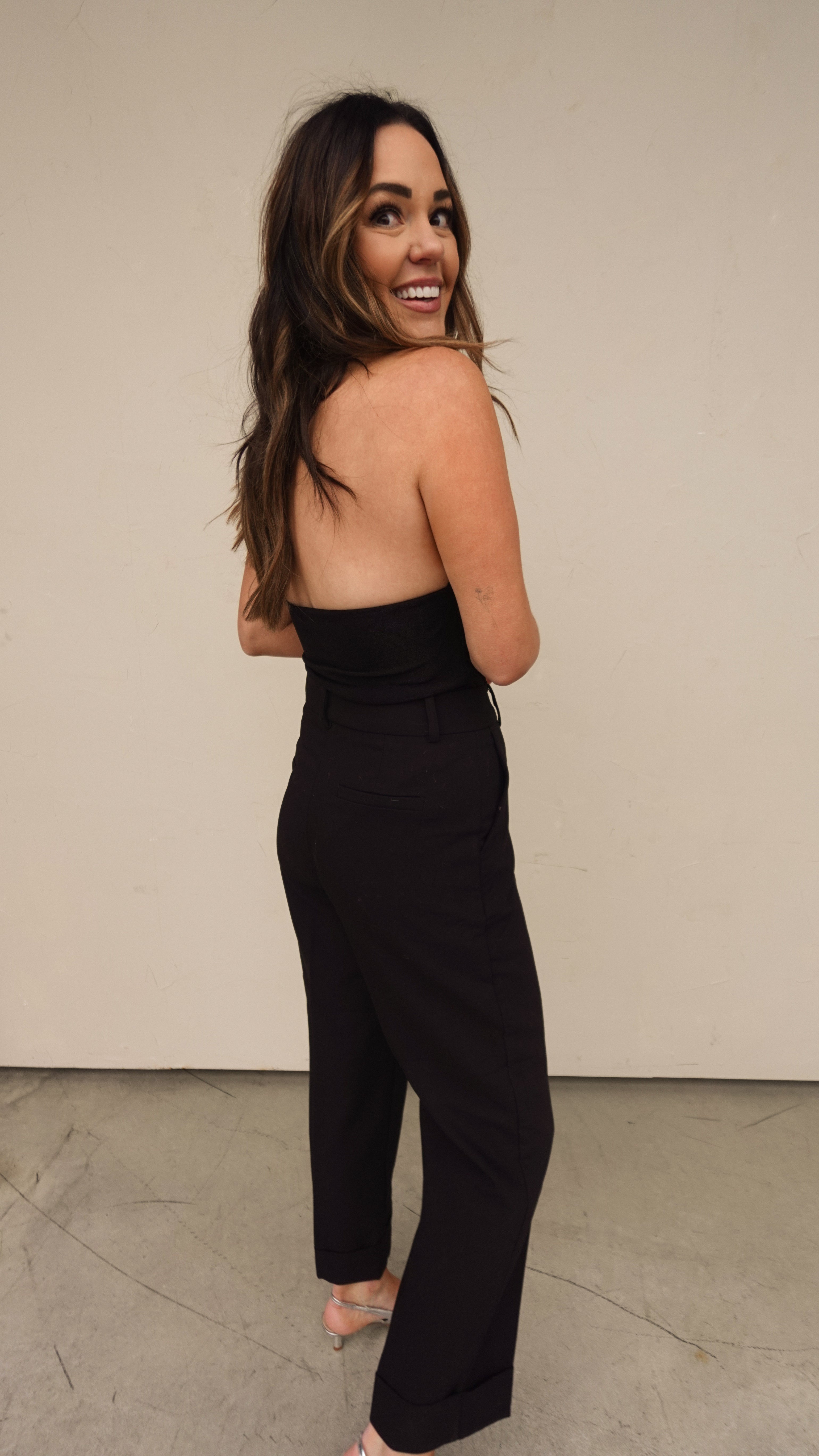 Black Shimmer Halter Bodysuit | Elegant Women's Fashion by coolavocek