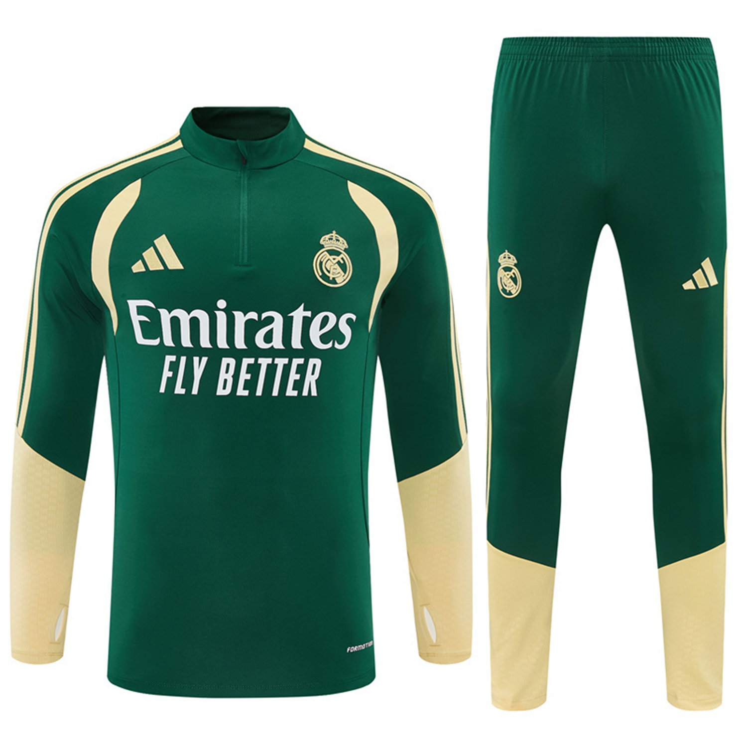 AlphaJersey-Real Madrid 26-27 Kids Long Sleeves Training Set - Green Top And Green Pants