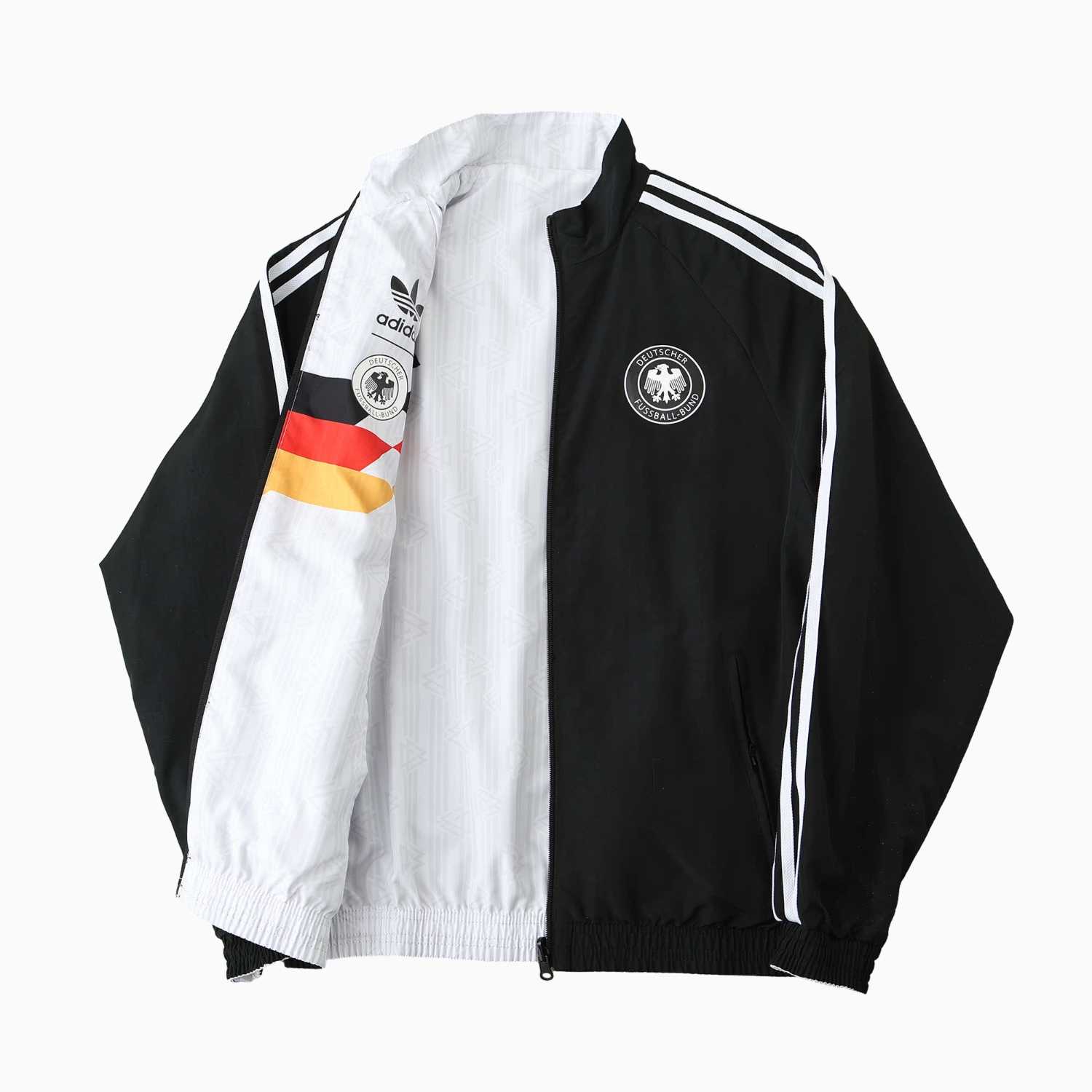 AlphaJersey-Retro Germany 1990 Double Sided Reversible Windbreaker - White & Black