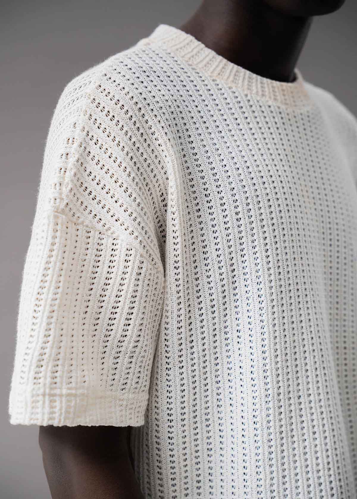 White Open Weave Crew | Modern Menswear by yycbvcnbmmnbm