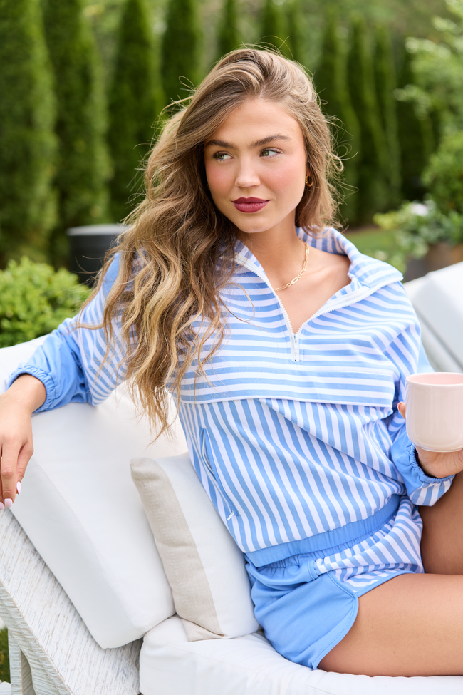 Mallory Blue Striped Pullover | Elegant Women's Fashion by coolavocek
