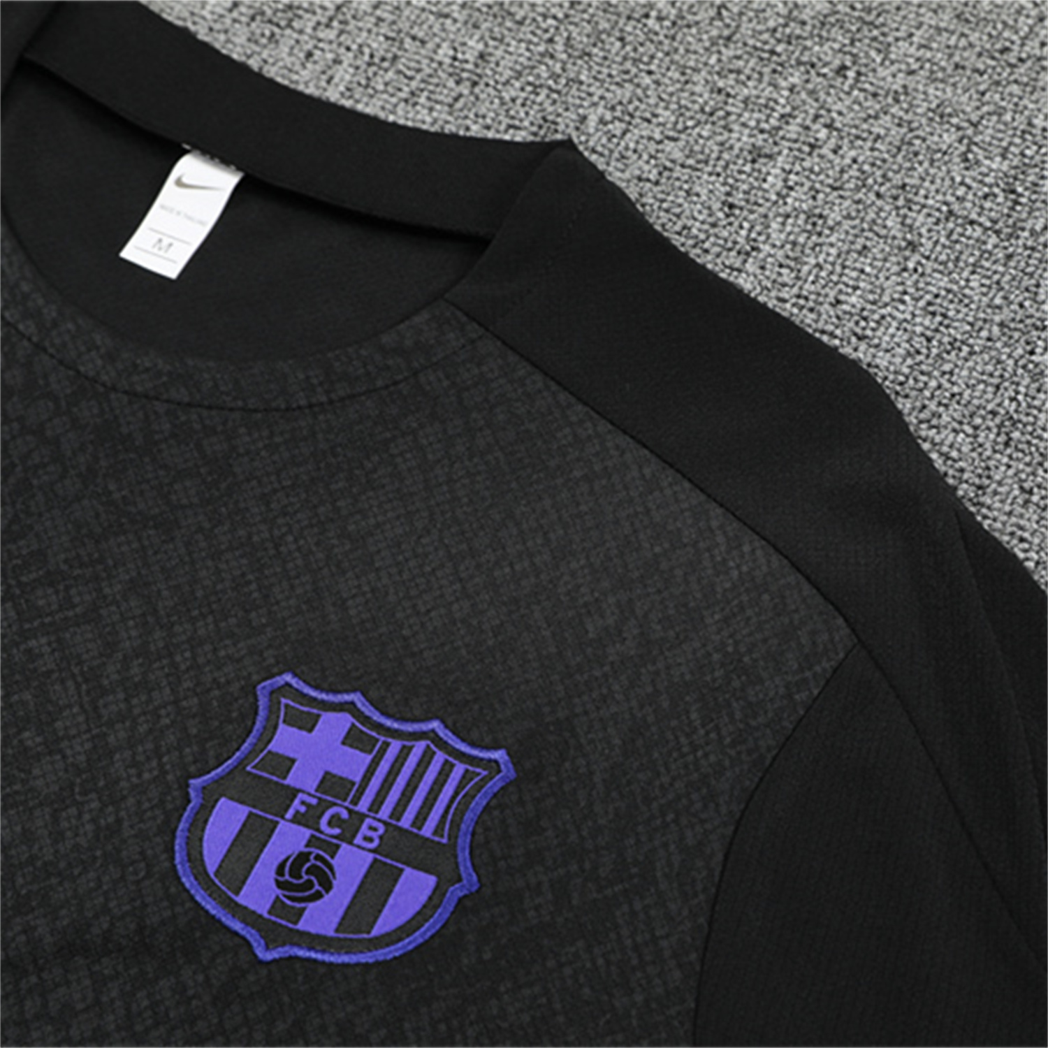 AlphaJersey-Barcelona 25-26 X KB Short-Sleeve Training Set - Black Blue Top & Black Shorts