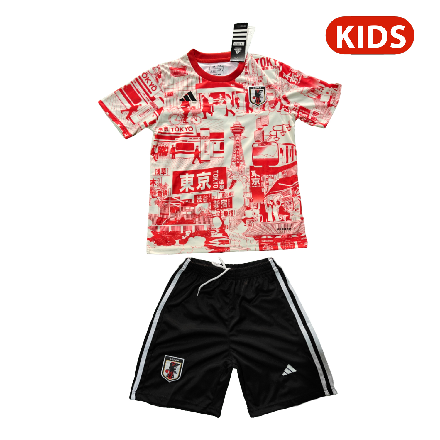 AlphaJersey-Japan 25-26 Tokyo City Appearance White And Red Special Kids Kit