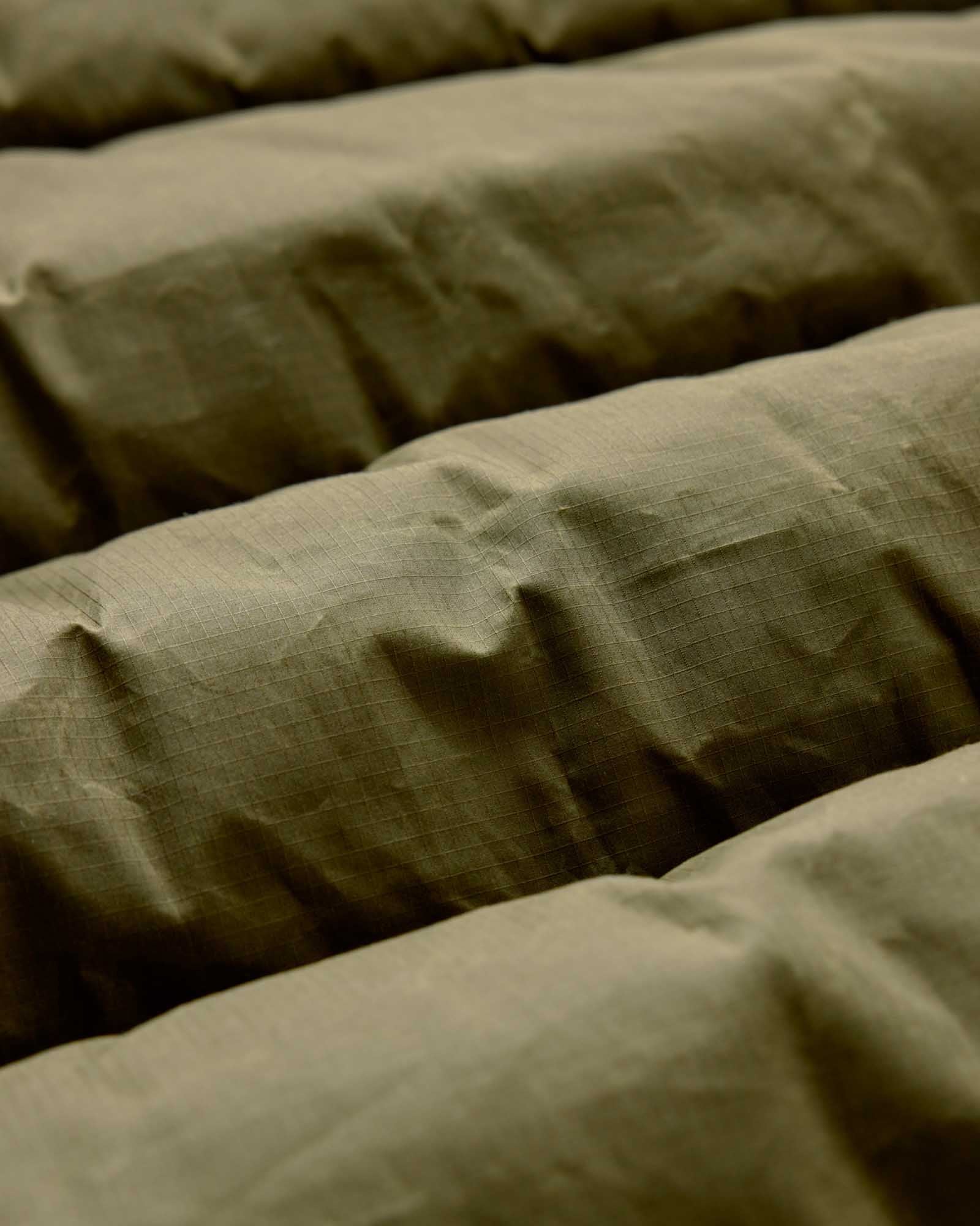 The Down Sweater in Olive Waxed Ripstop | Modern Menswear by yycbvcnbmmnbm