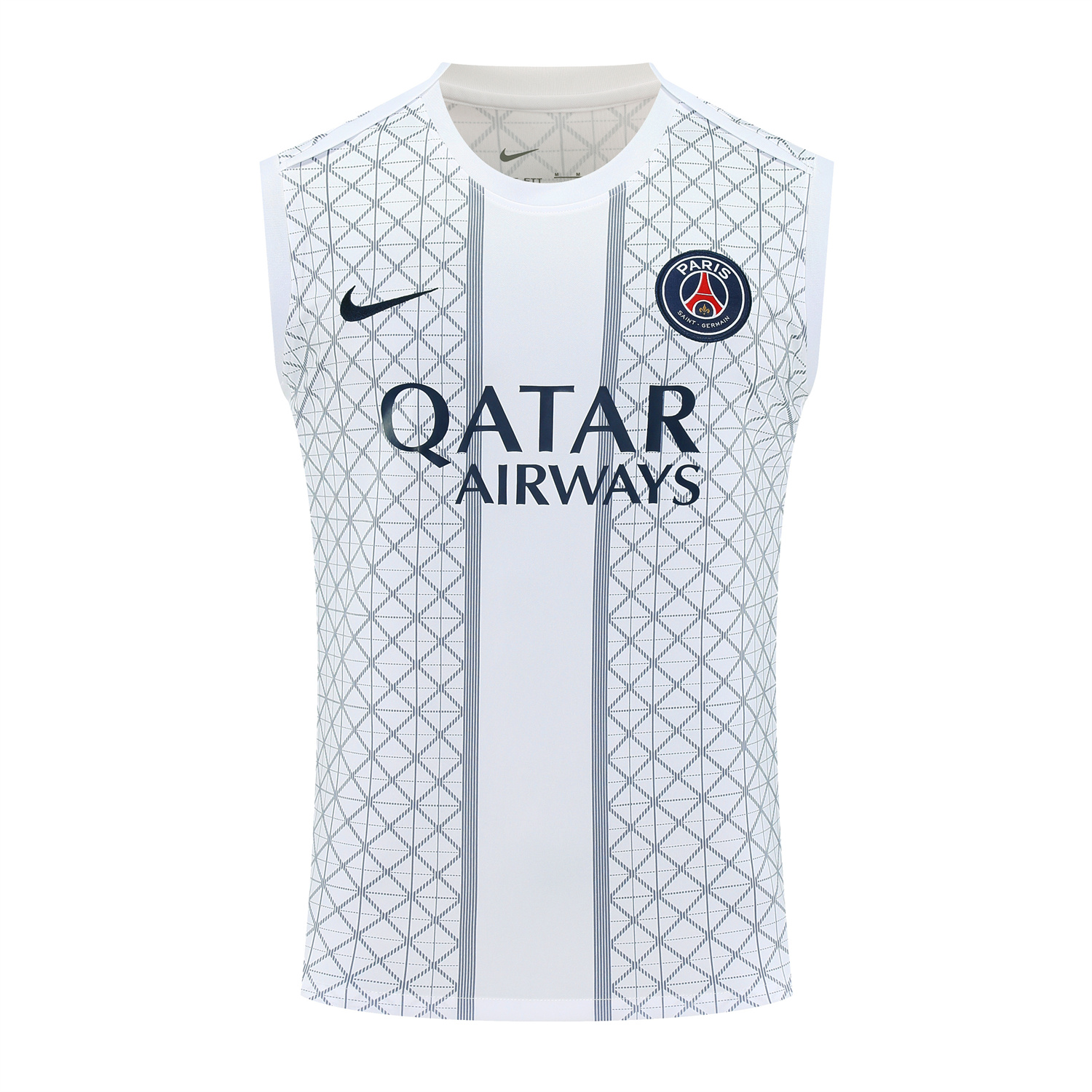 AlphaJersey-Paris Saint-Germain PSG 25-26 Vest Training Set - White Vest & Deep Blue Shorts