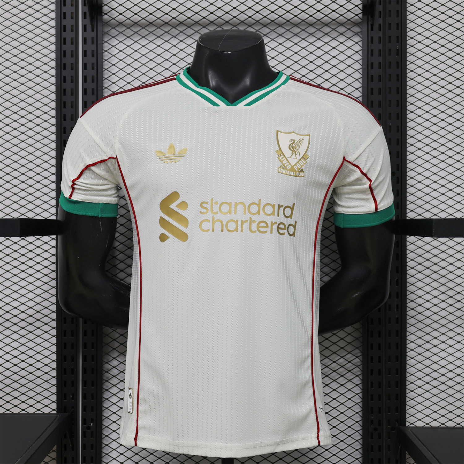 AlphaJersey-Liver.pool 25-26 Gold Lines Retro Casual Style White Jersey - Player Version