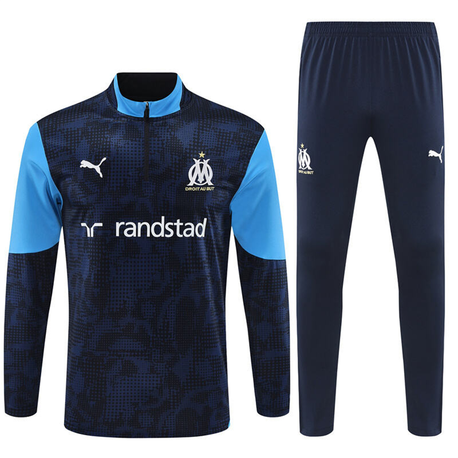 AlphaJersey-Marseille 25-26 Long Sleeve Training Set - Royal Blue Top & Royal Blue Pants