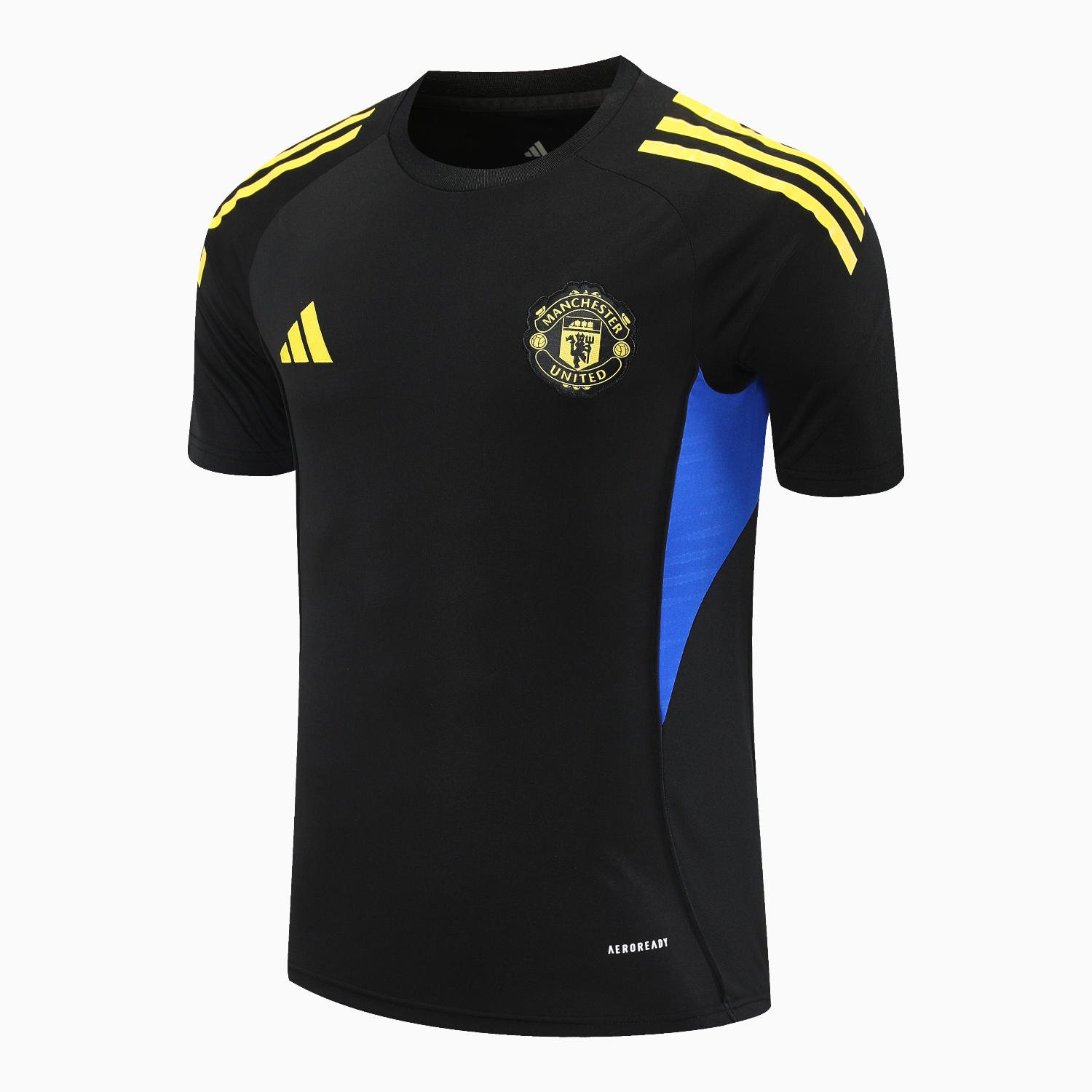 AlphaJersey-Manchester United 25-26 Short-Sleeve Training Set - Yellow Lines Black Top & Black Shorts