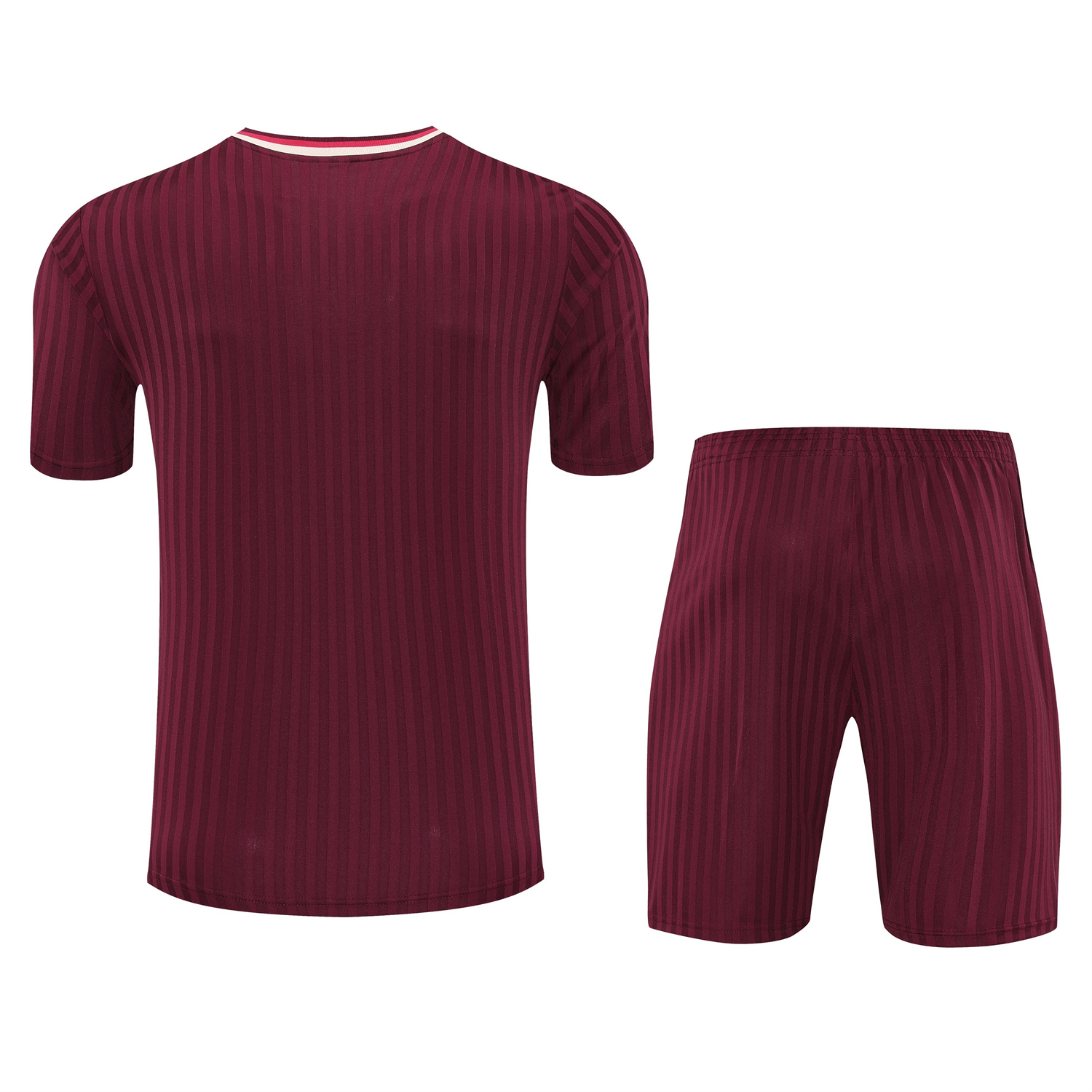 AlphaJersey-Bayern Munich 25-26 Short-Sleeve Training Set - Wine Red Lines Top & Wine Red Lines Shorts