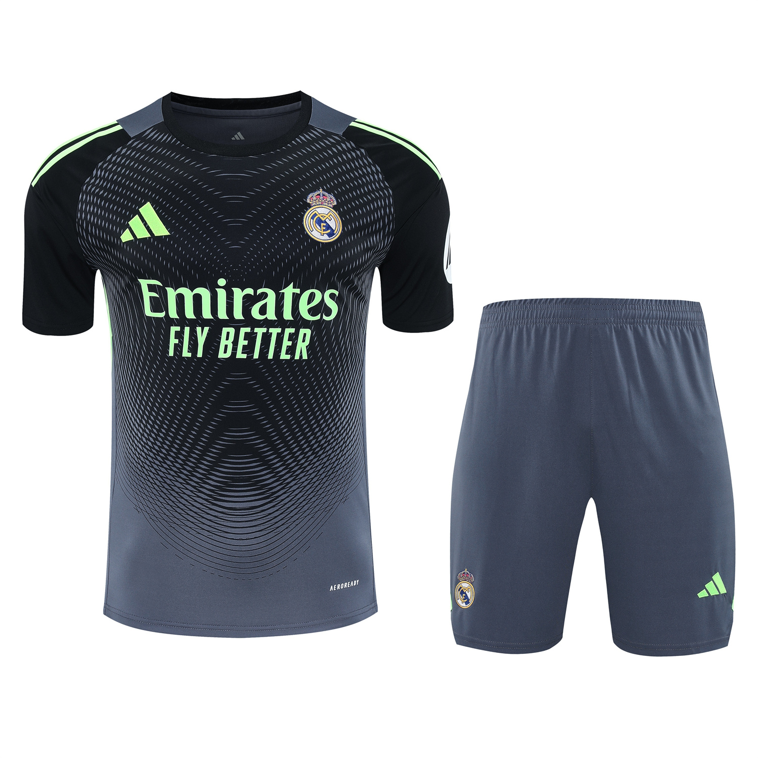 AlphaJersey-Real Madrid 25-26 Short-Sleeve Training Set - Deep Gray Top & Gray Shorts