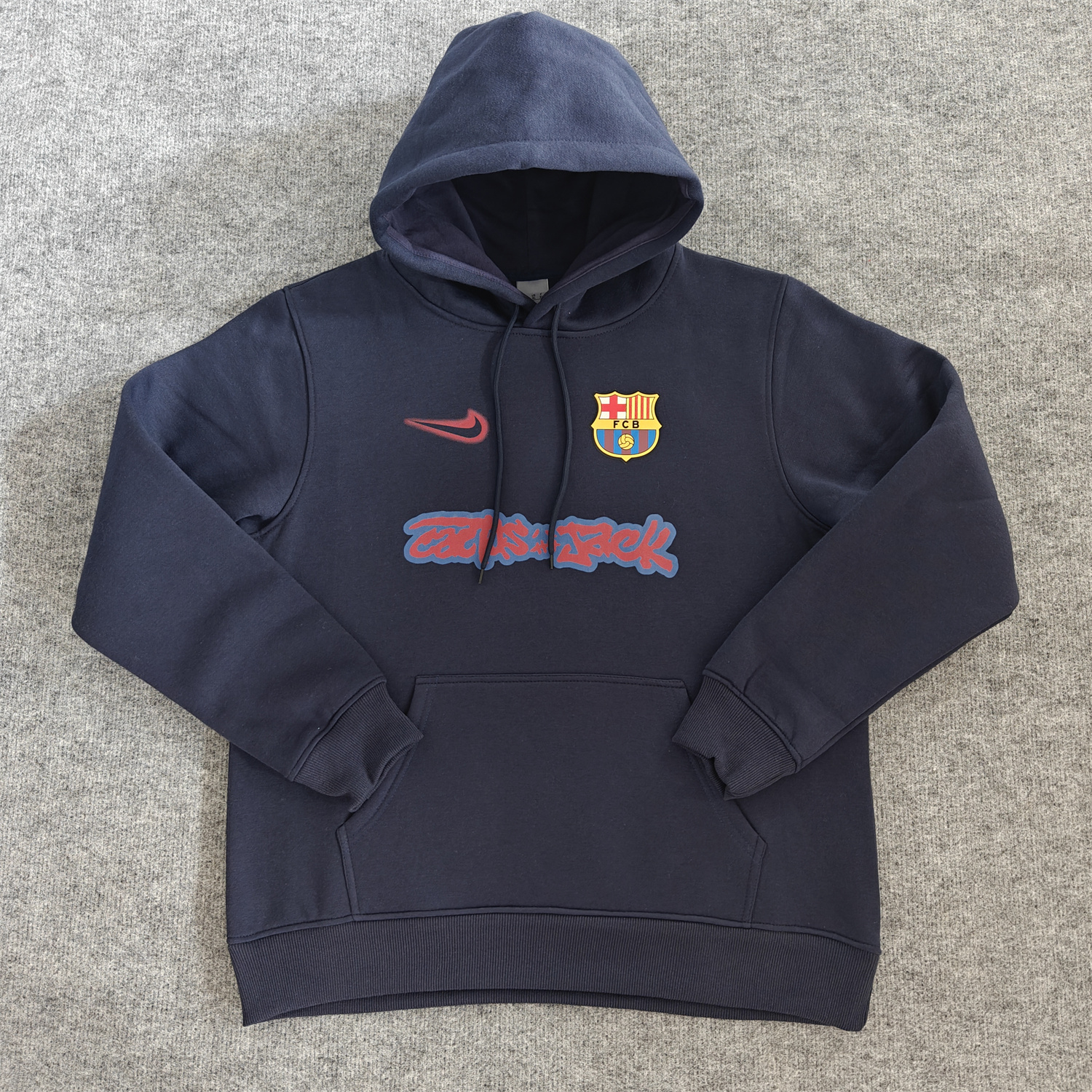 AJ-AlphaJersey-Barcelona x Travis Scott Team Logo On Both Sides Unisex Pullover Hoodie