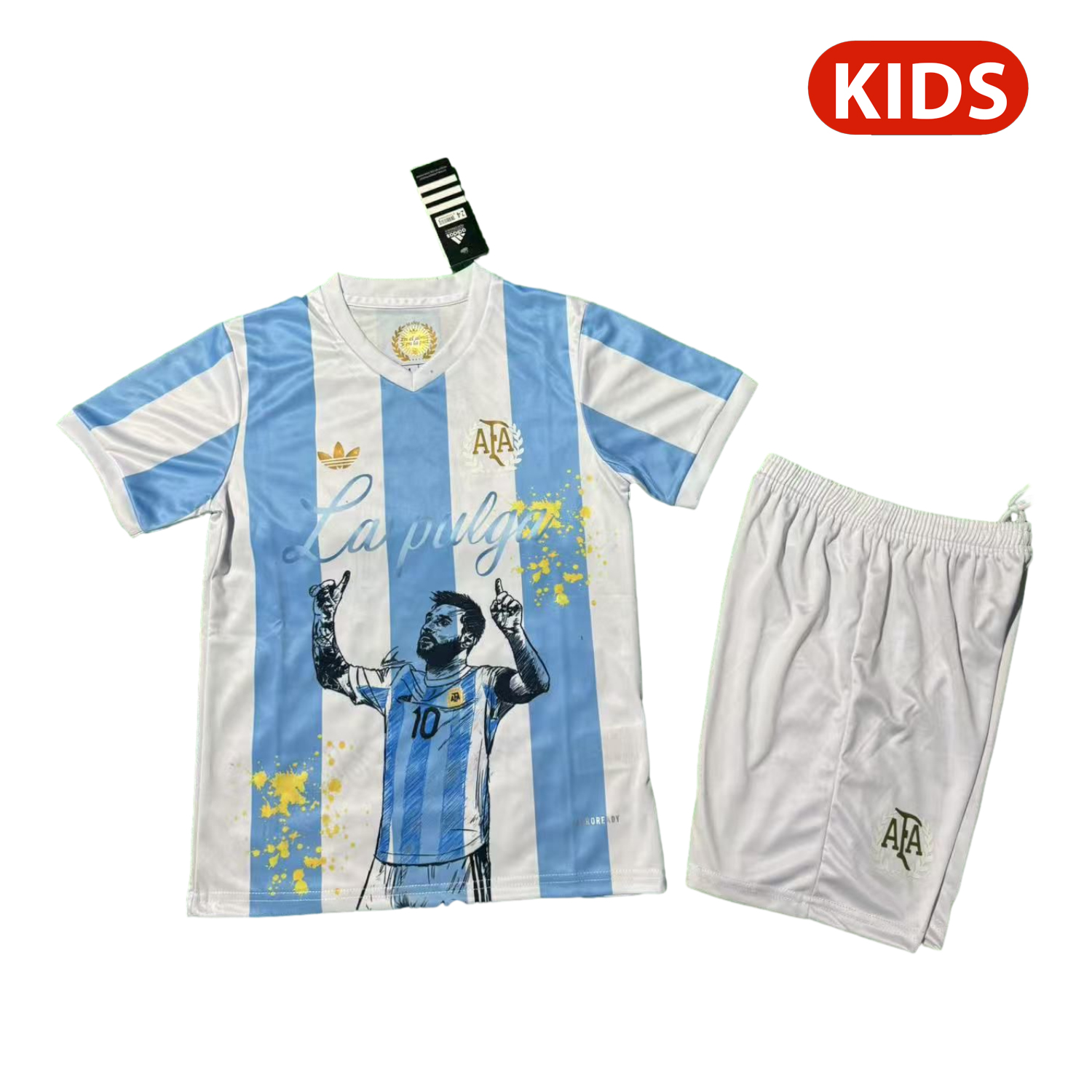 AlphaJersey-Argentina 25-26 50th Anniversary Messi Graffiti Special Kids Kit