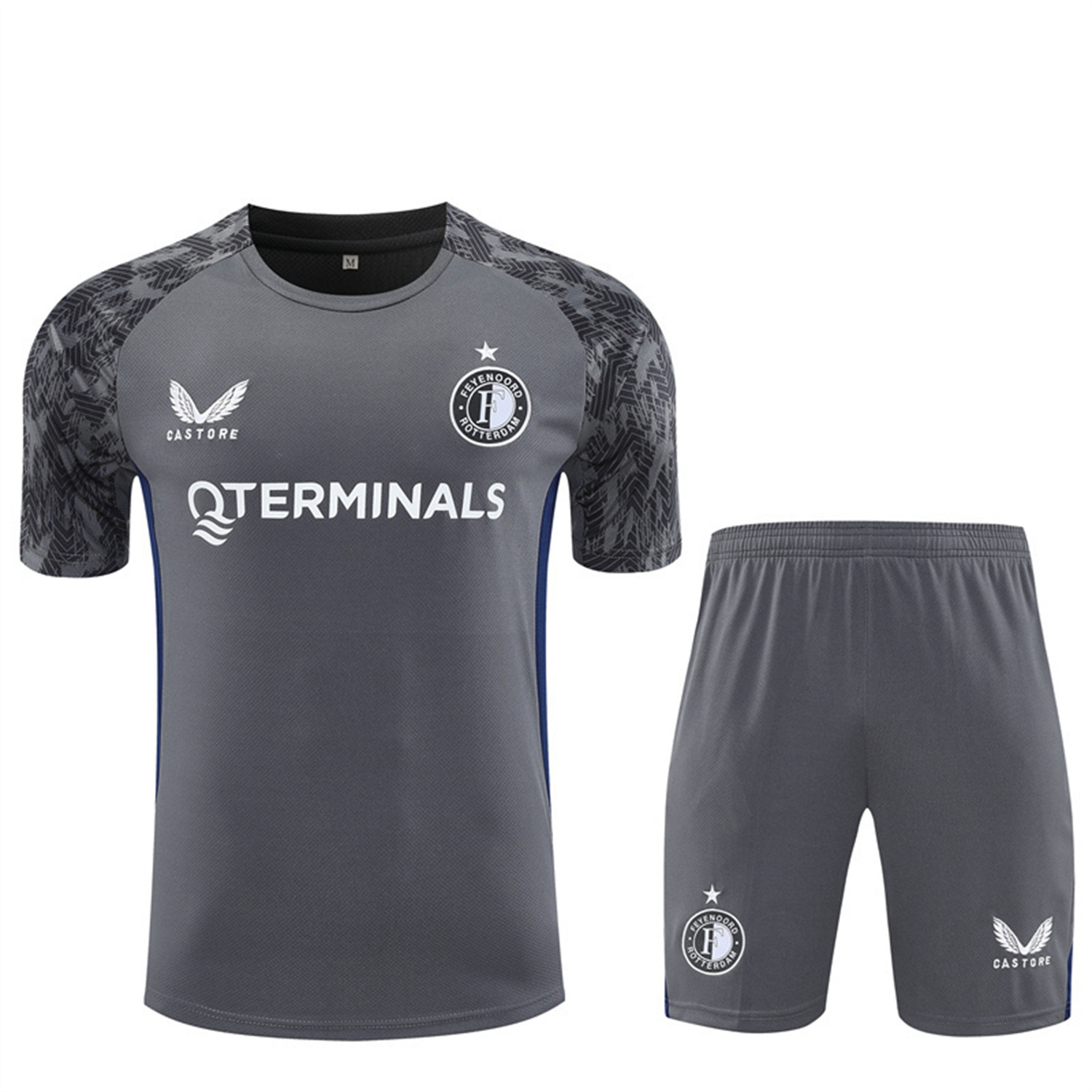 AlphaJersey-Feyenoord 25-26 Short-Sleeve Training Set - Dark Gray Top & Dark Gray Shorts
