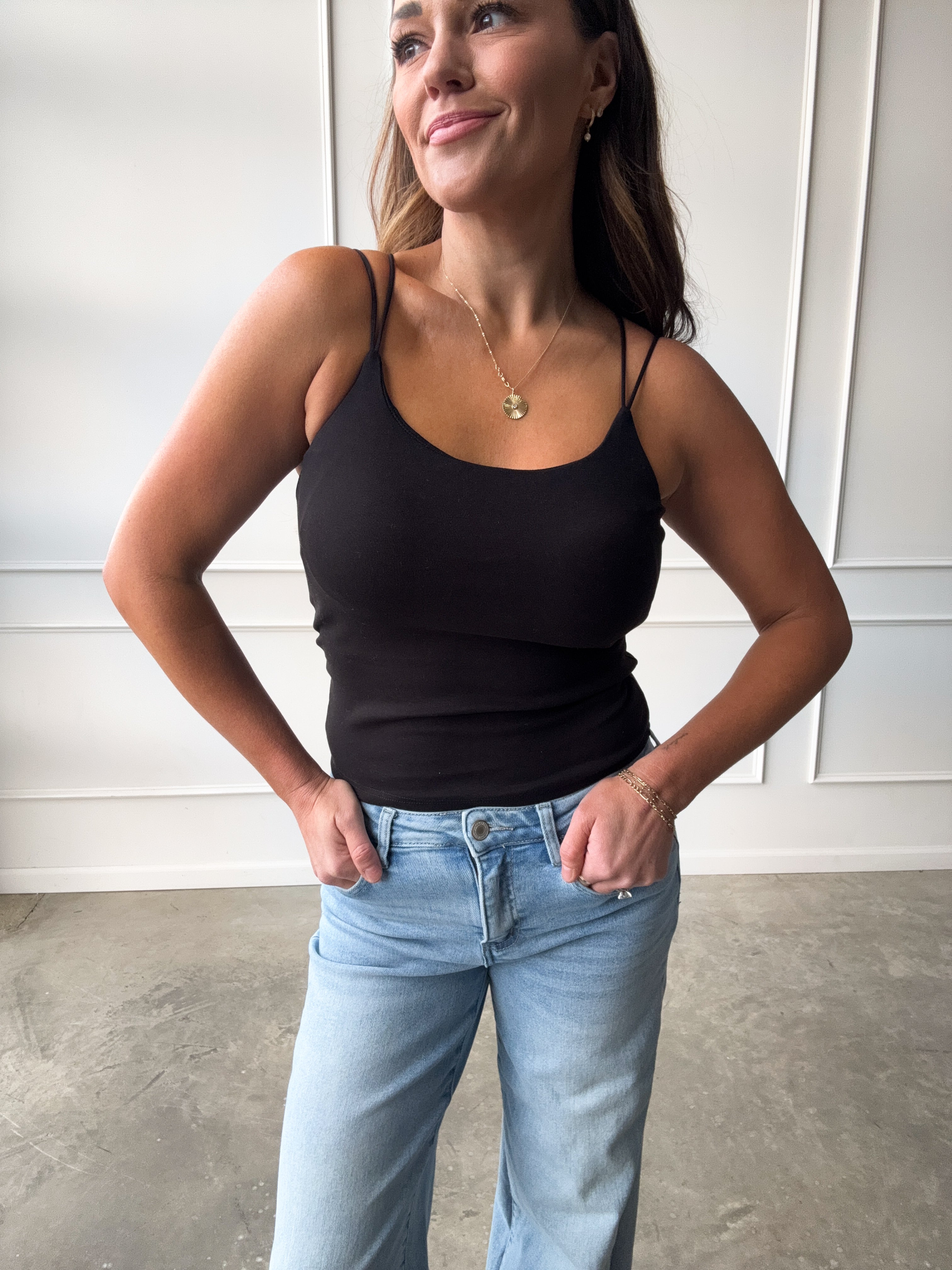Black Cami with Built-In Bra | Elegant Women's Fashion by coolavocek