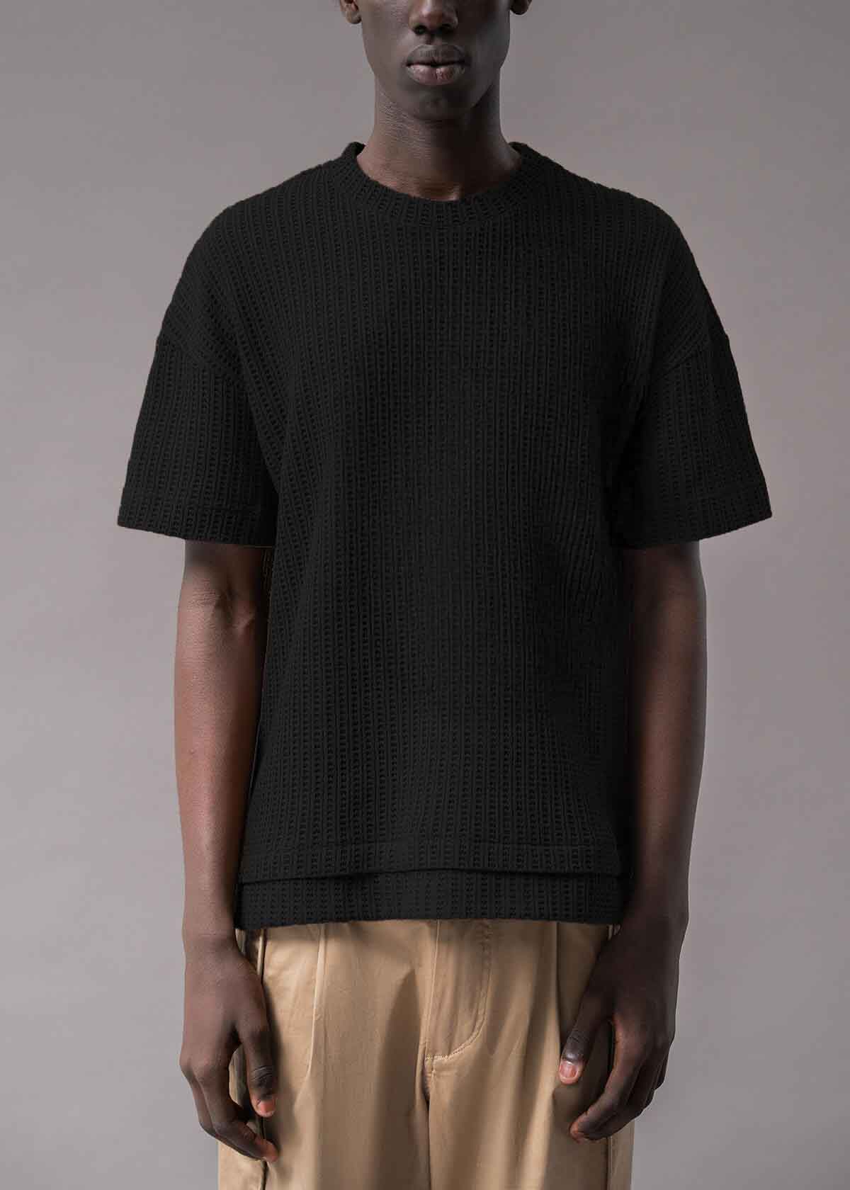 Black Open Weave Crew | Modern Menswear by yycbvcnbmmnbm
