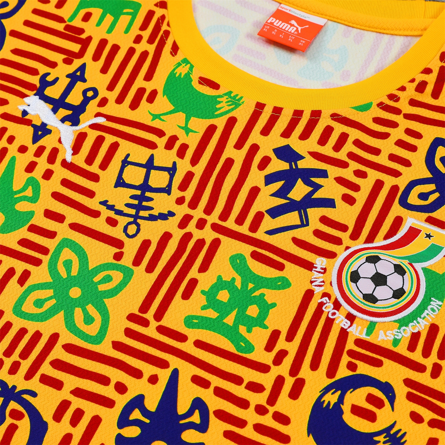 AlphaJersey-Ghana 2026 Short-Sleeve Training Set - Yellow Top and Shorts