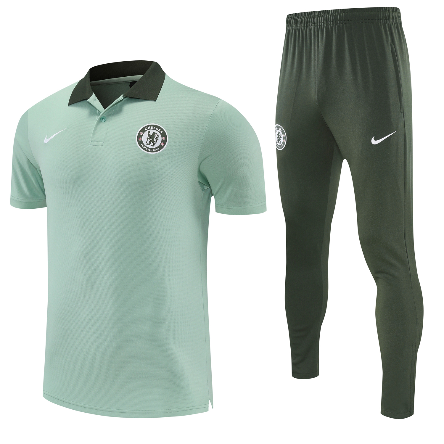 AlphaJersey-C.H.E.L.S.E.A 25-26 POLO Short-Sleeve Training Set - Light Green Top and Dark Green Pants