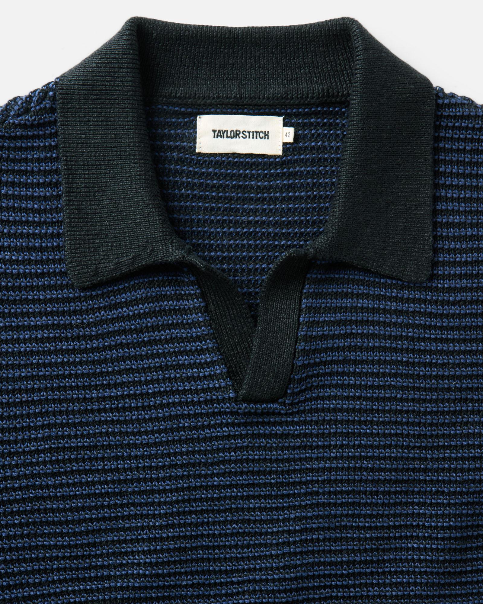 The Valencia Sweater Polo in Coal Stripe | Modern Menswear by yycbvcnbmmnbm
