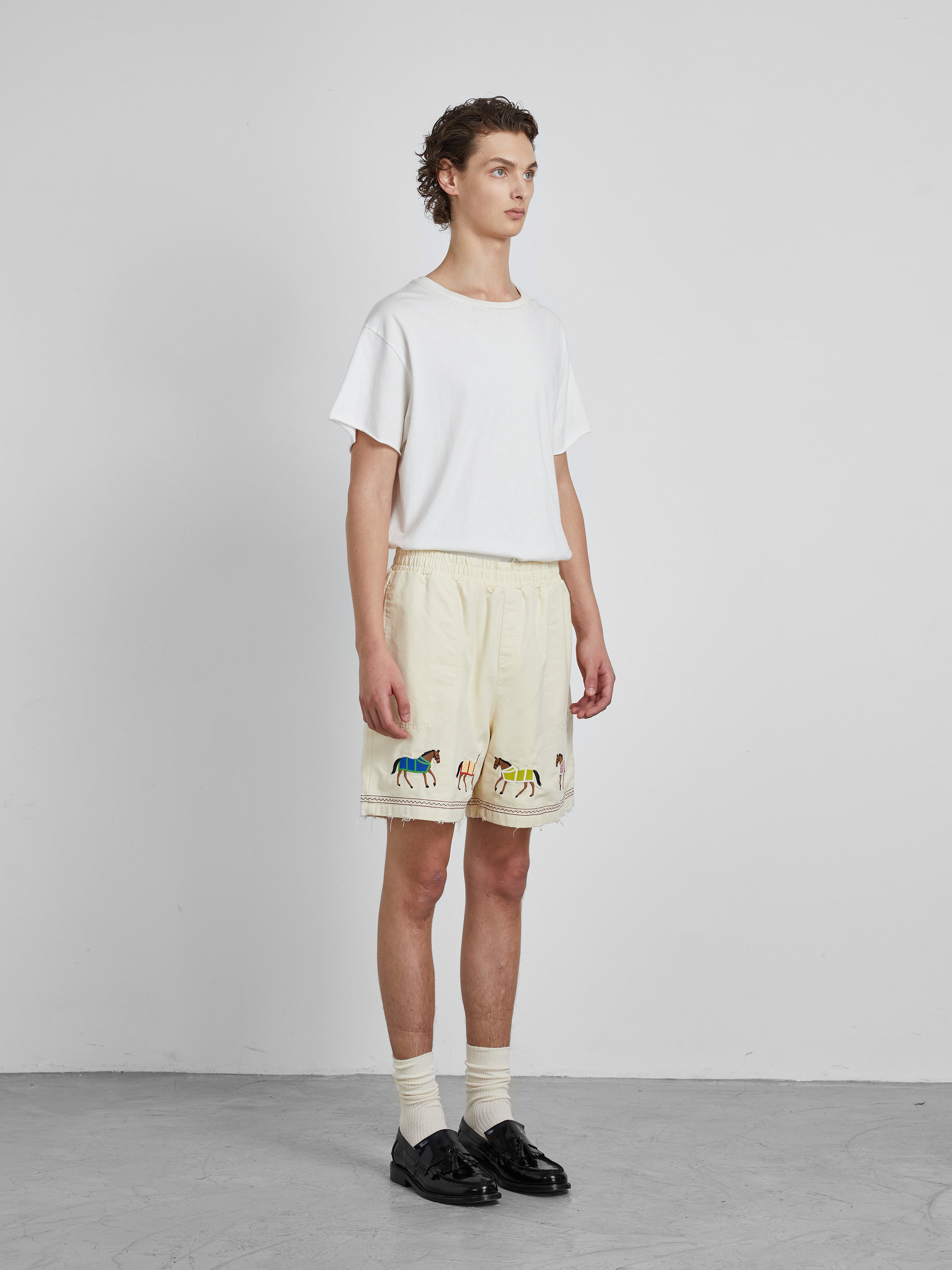 Embroidered Horse Shorts | Modern Menswear by yycbvcnbmmnbm