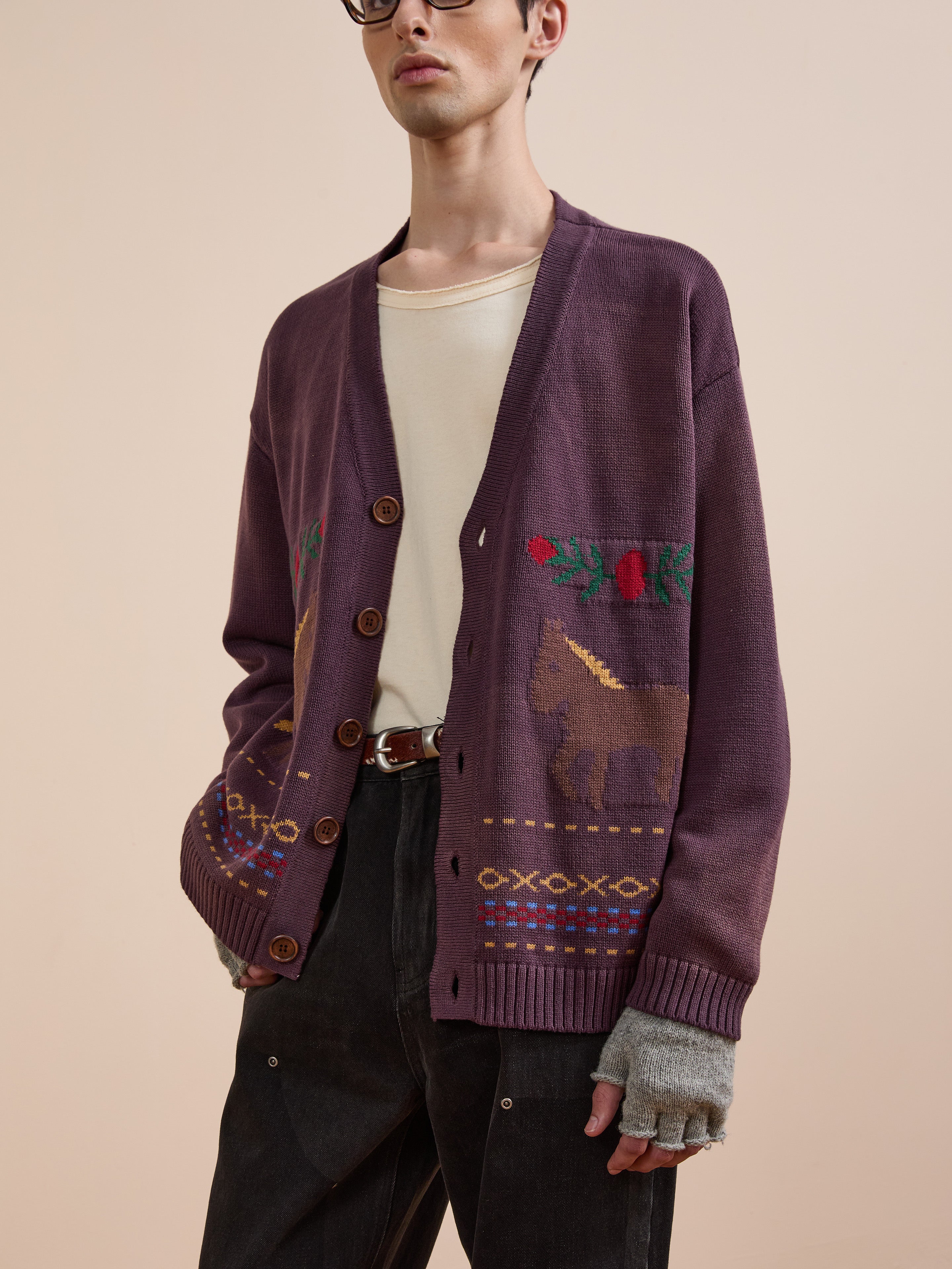 Horse Jacquard Cardigan | Modern Menswear by yycbvcnbmmnbm