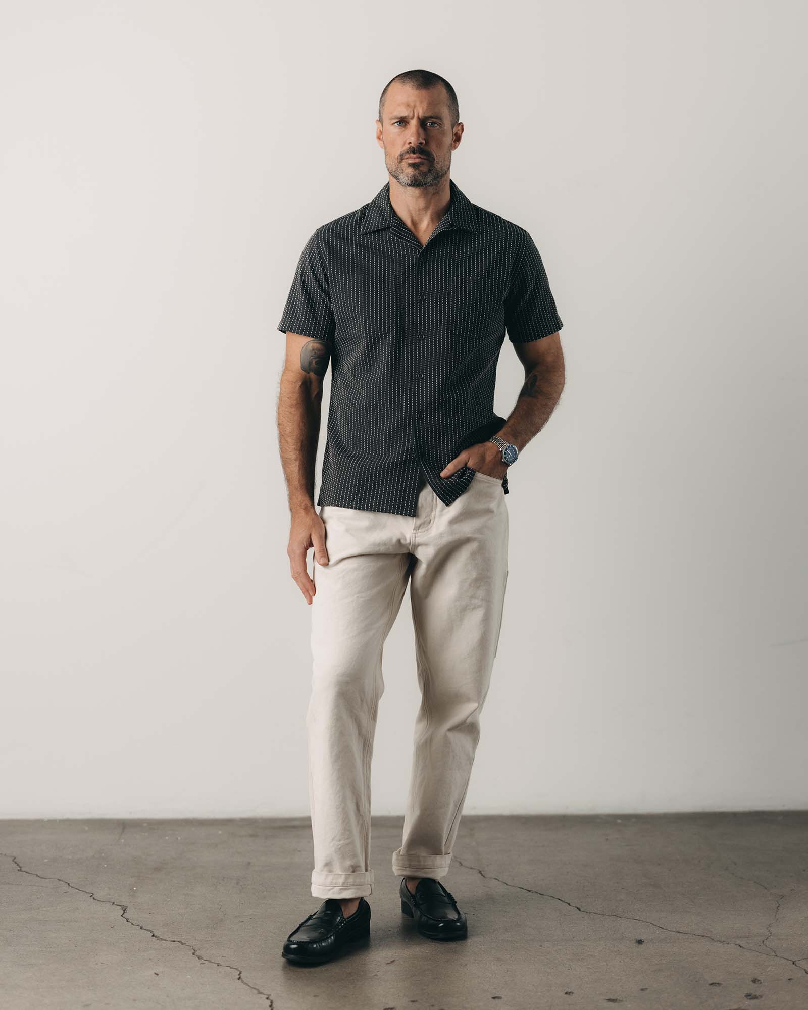 The Conrad Shirt in Pickstitch Stripe Dobby | Modern Menswear by yycbvcnbmmnbm