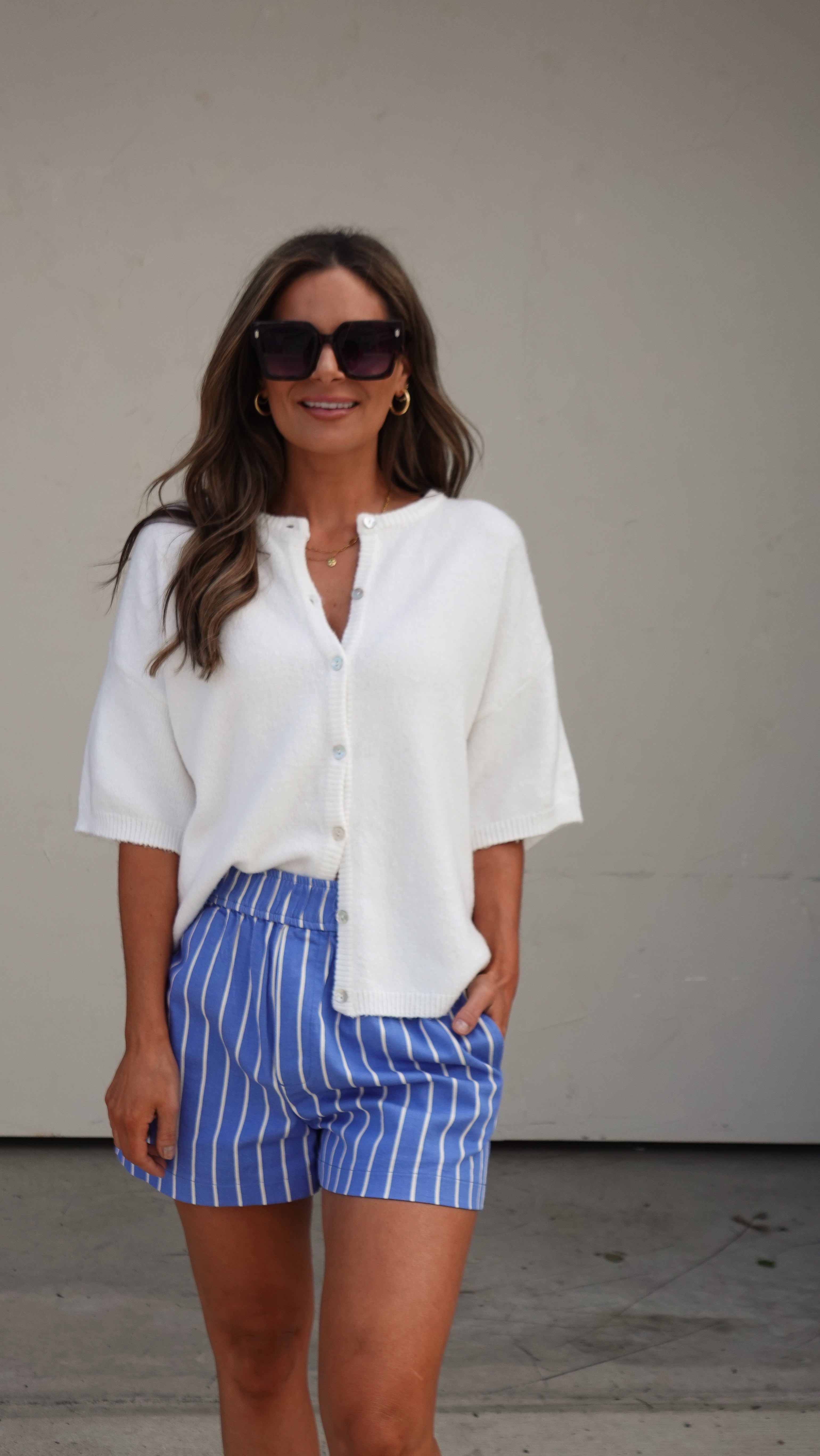 White Short-Sleeve Cardigan | Elegant Women's Fashion by coolavocek