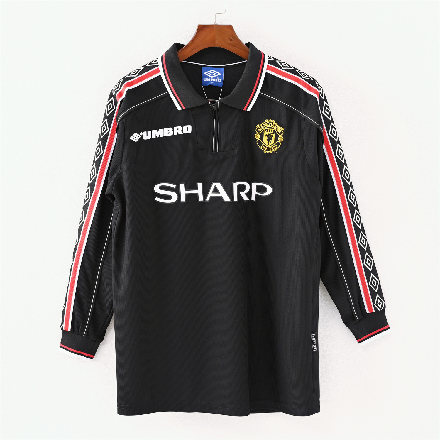 AlphaJersey-Retro Manchester United 1998-99 Black Long Sleeves Jersey