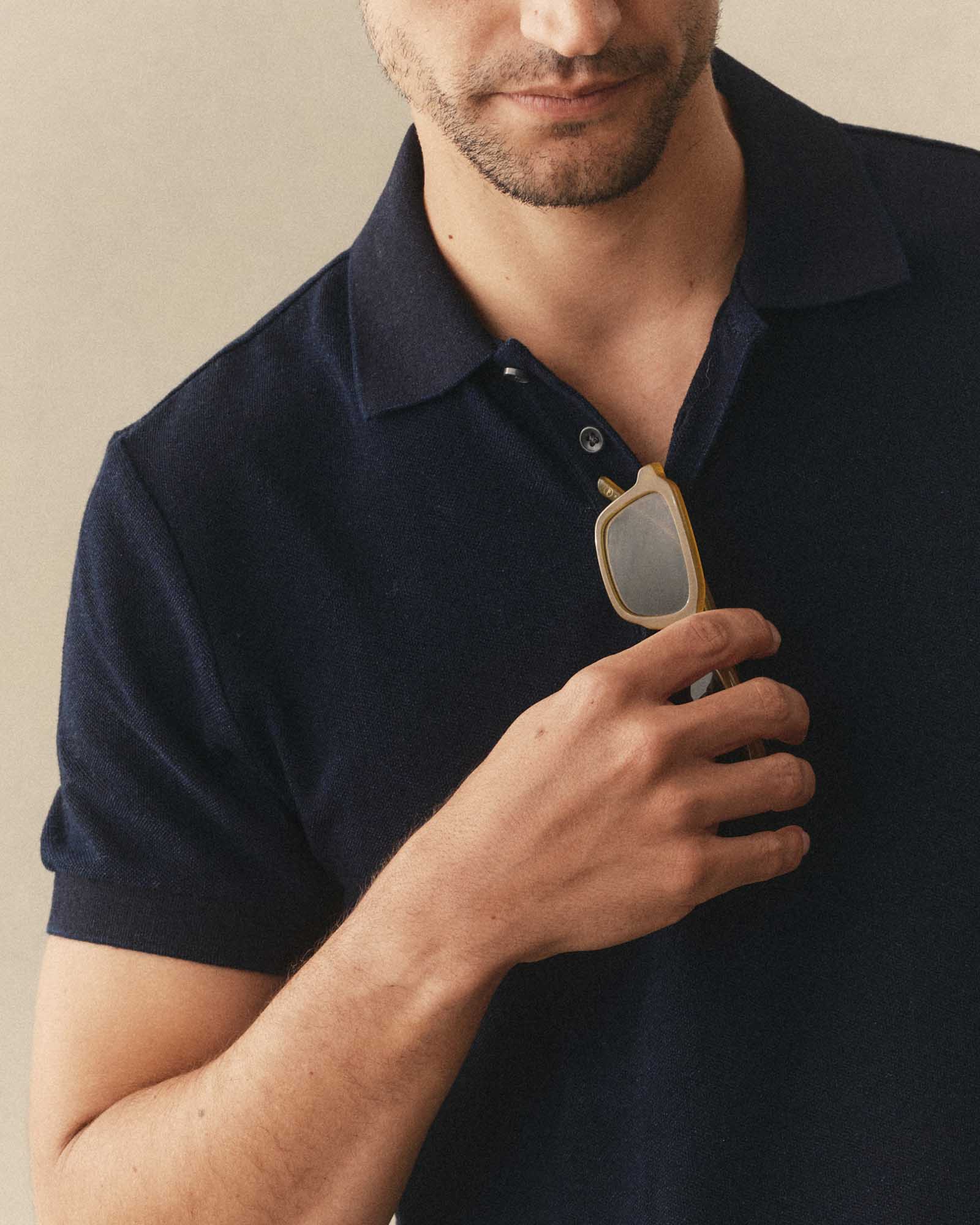 The Pacific Polo in Rinsed Indigo Pique | Modern Menswear by yycbvcnbmmnbm