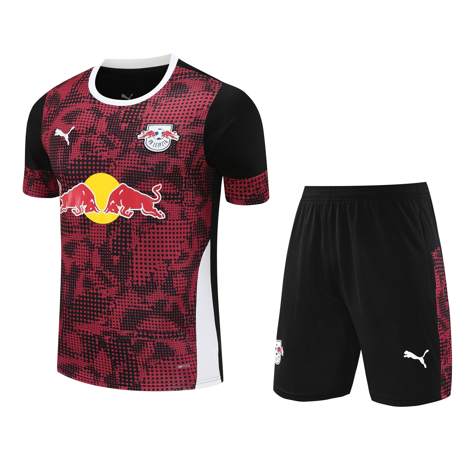 AlphaJersey-RB Leipzig 25-26 Short-Sleeve Training Set- Red Top & Black Shorts
