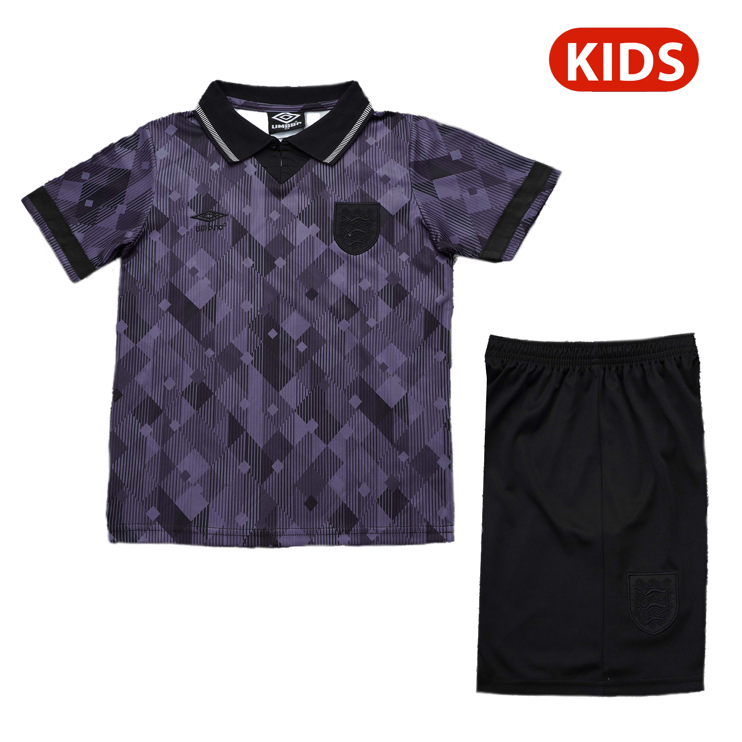 AlphaJersey-Retro England 1990 Black Special Kids Kit