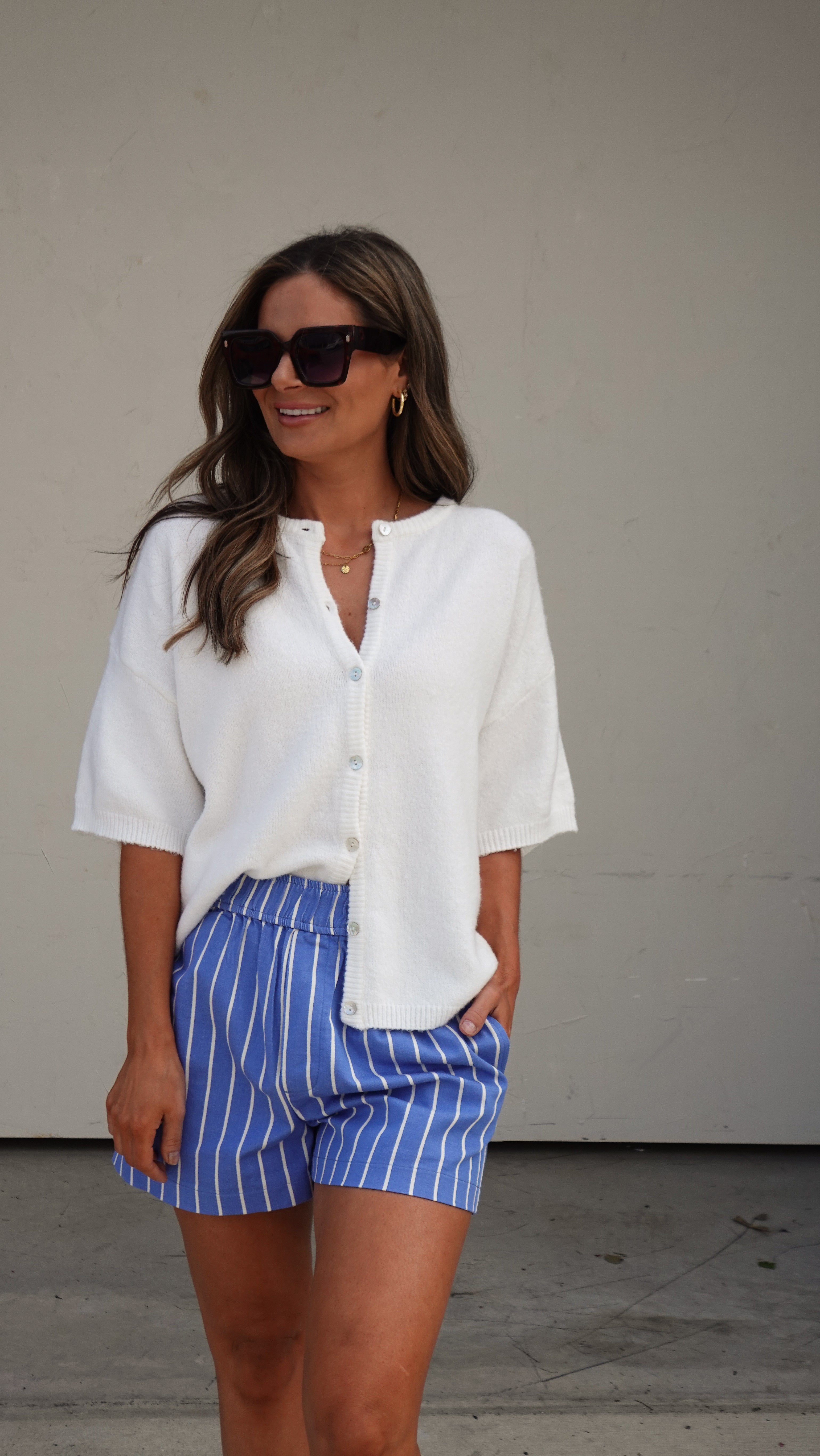 White Short-Sleeve Cardigan | Elegant Women's Fashion by coolavocek
