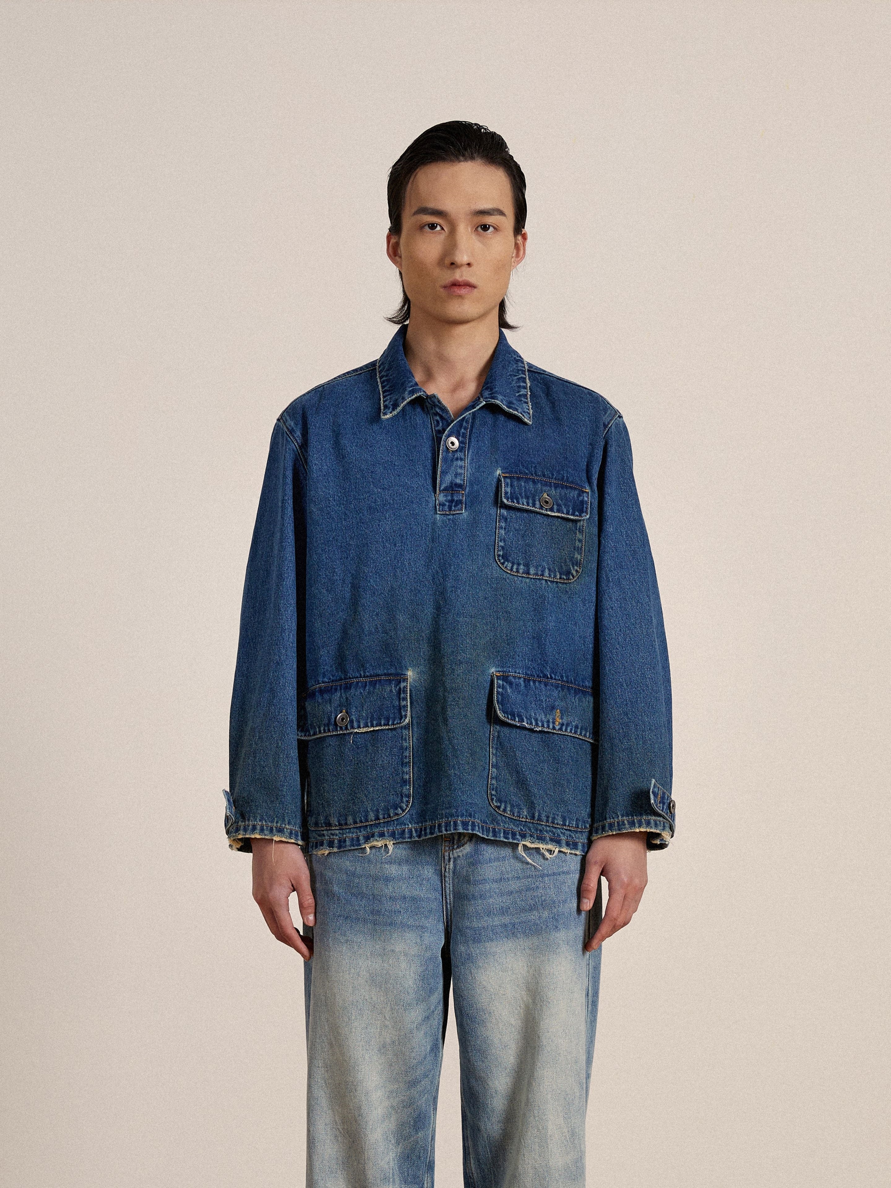 Azin Denim Pullover Work Shirt | Modern Menswear by yycbvcnbmmnbm