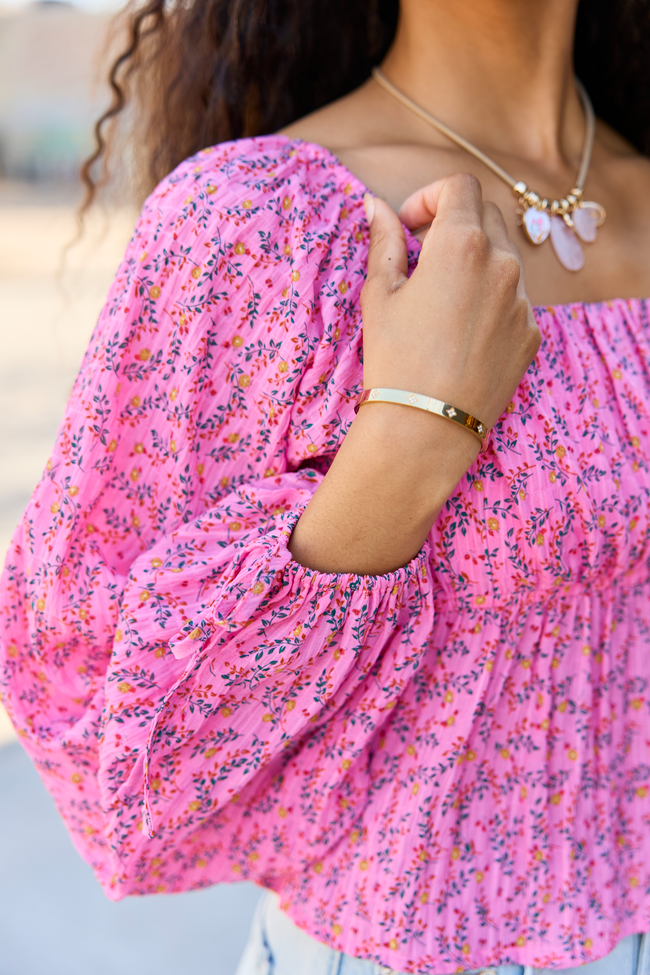 Evelina Pink Floral Ruched Babydoll Top | Elegant Women's Fashion by coolavocek
