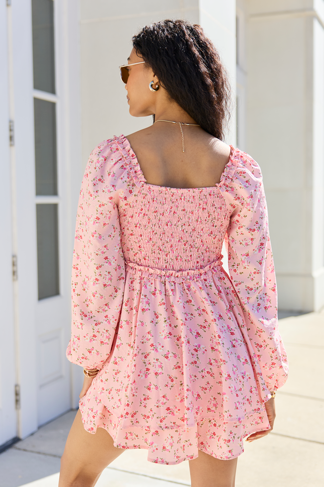 Farah Pink Floral Ruffle Trim Romper SALE | Elegant Women's Fashion by coolavocek