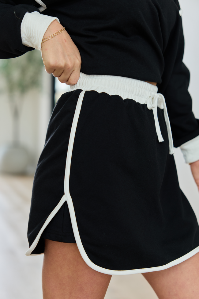Mia Black Contrast Trim Skort SALE | Elegant Women's Fashion by coolavocek